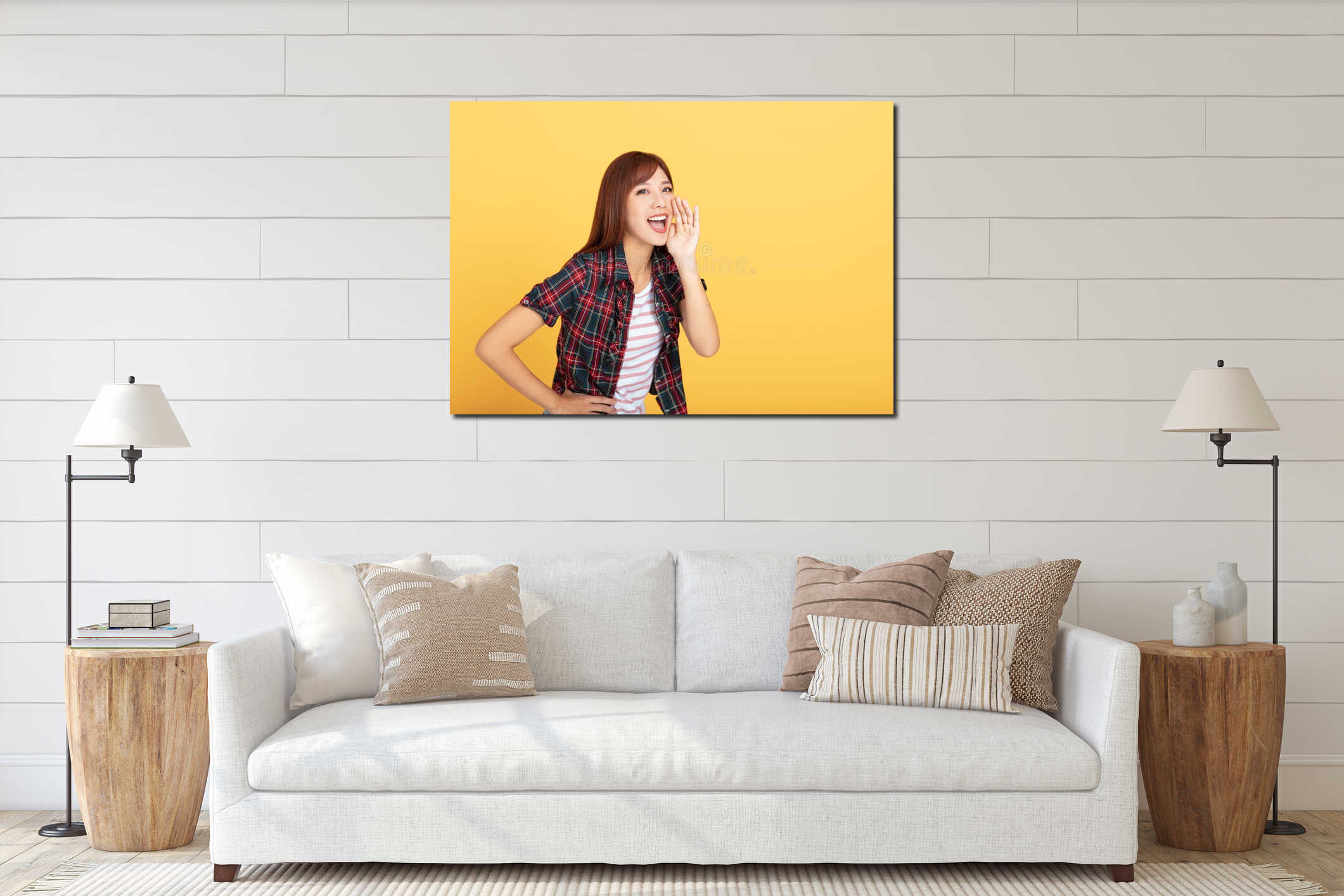 Canvas hanging interior mockup