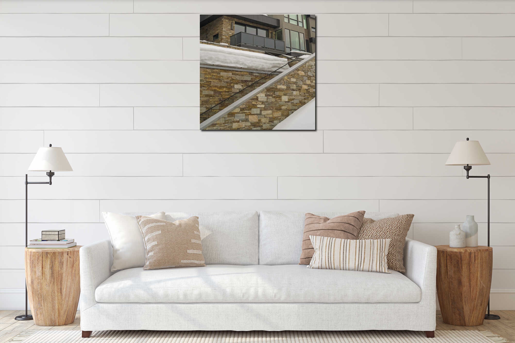 Canvas hanging interior mockup