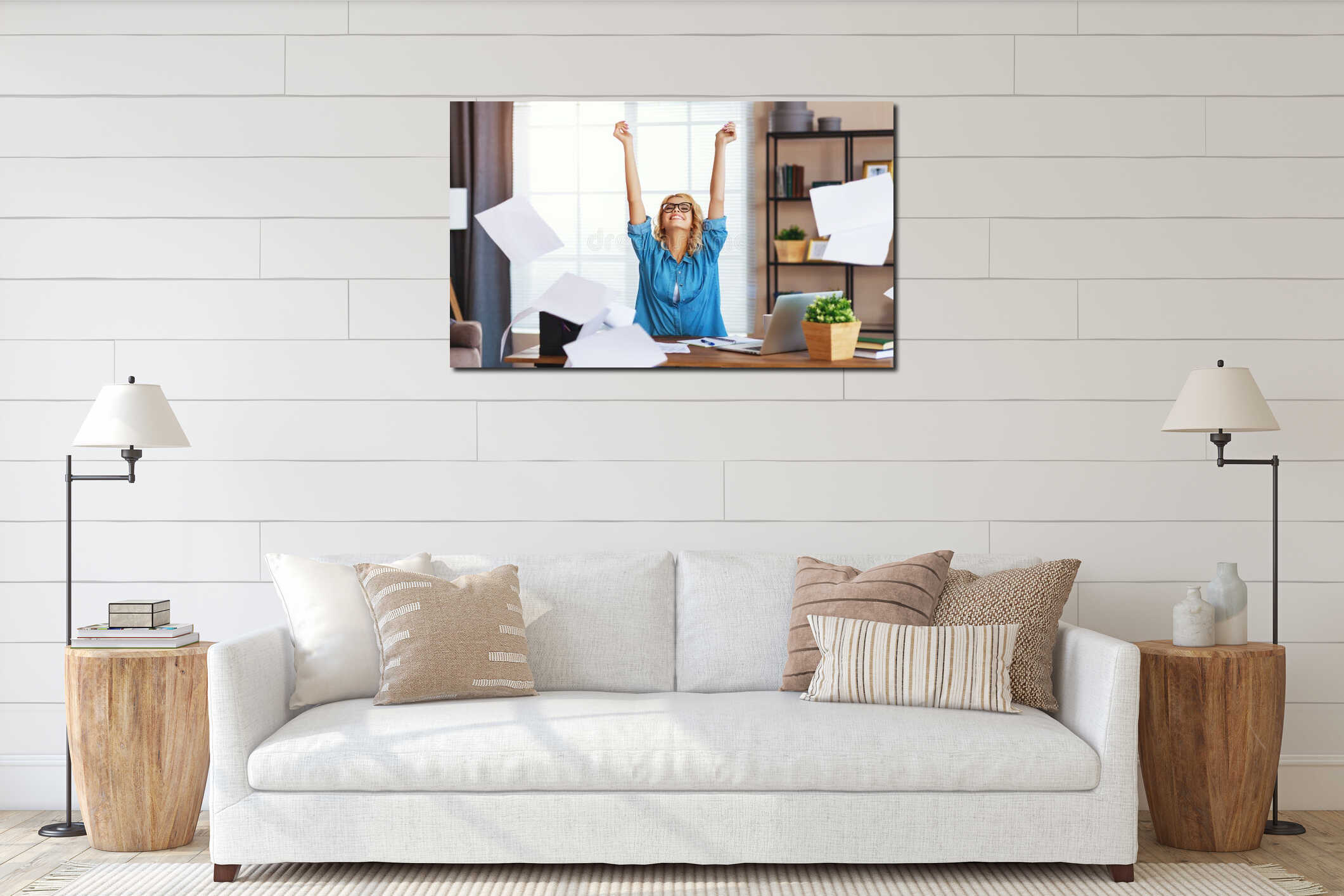 Canvas hanging interior mockup