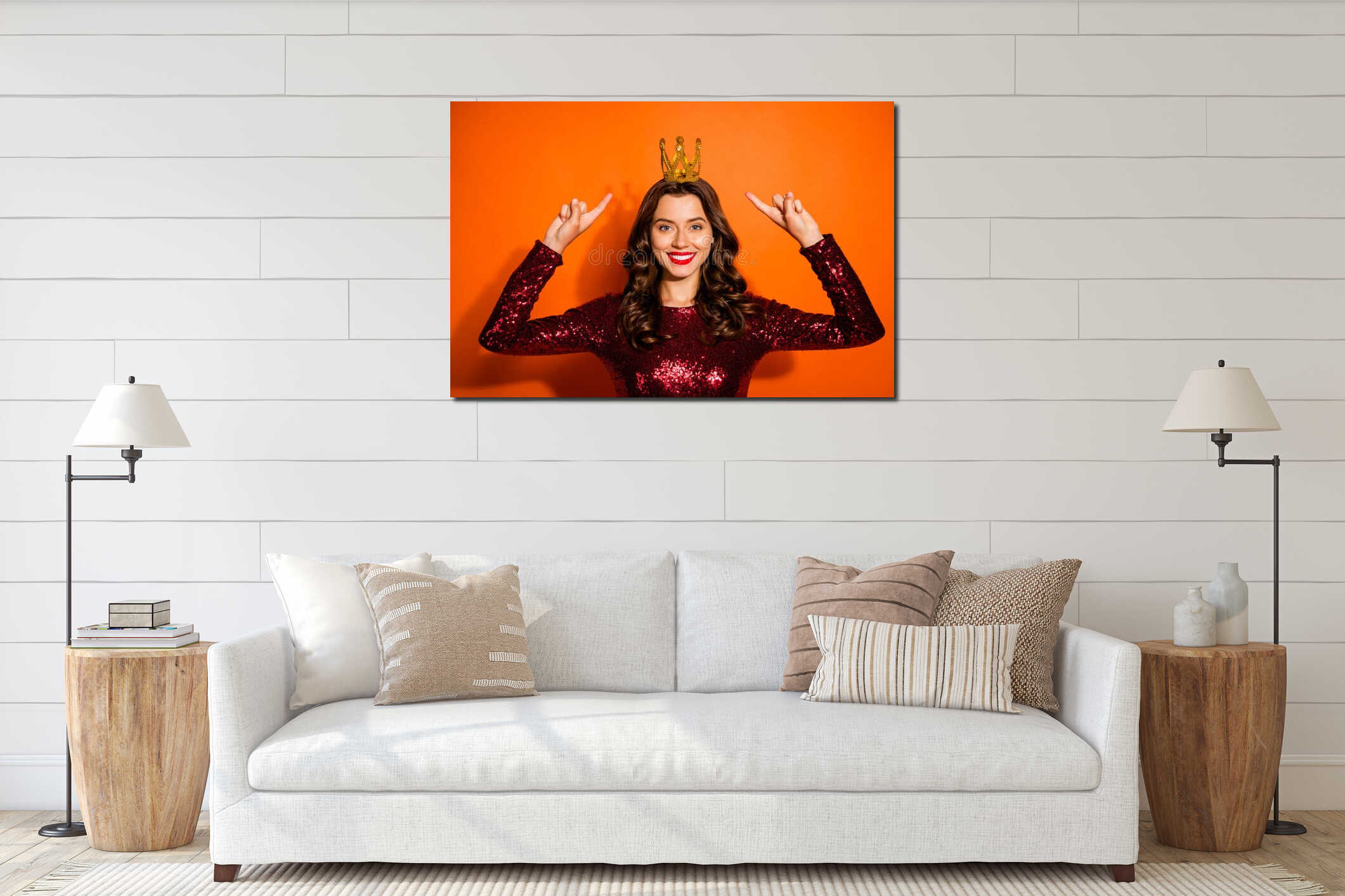 Canvas hanging interior mockup