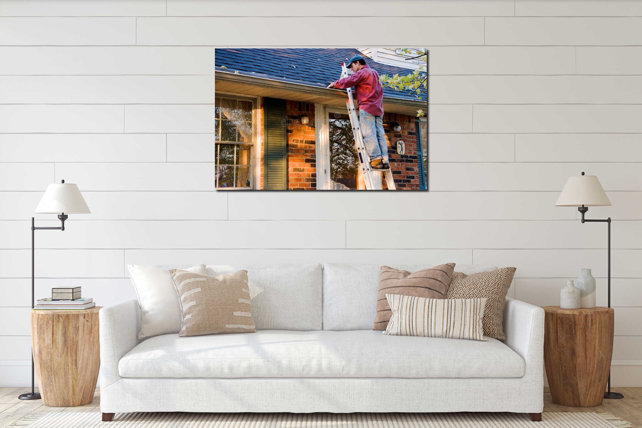 Canvas hanging interior mockup