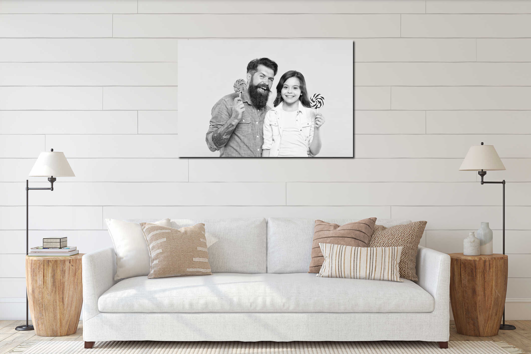 Canvas hanging interior mockup