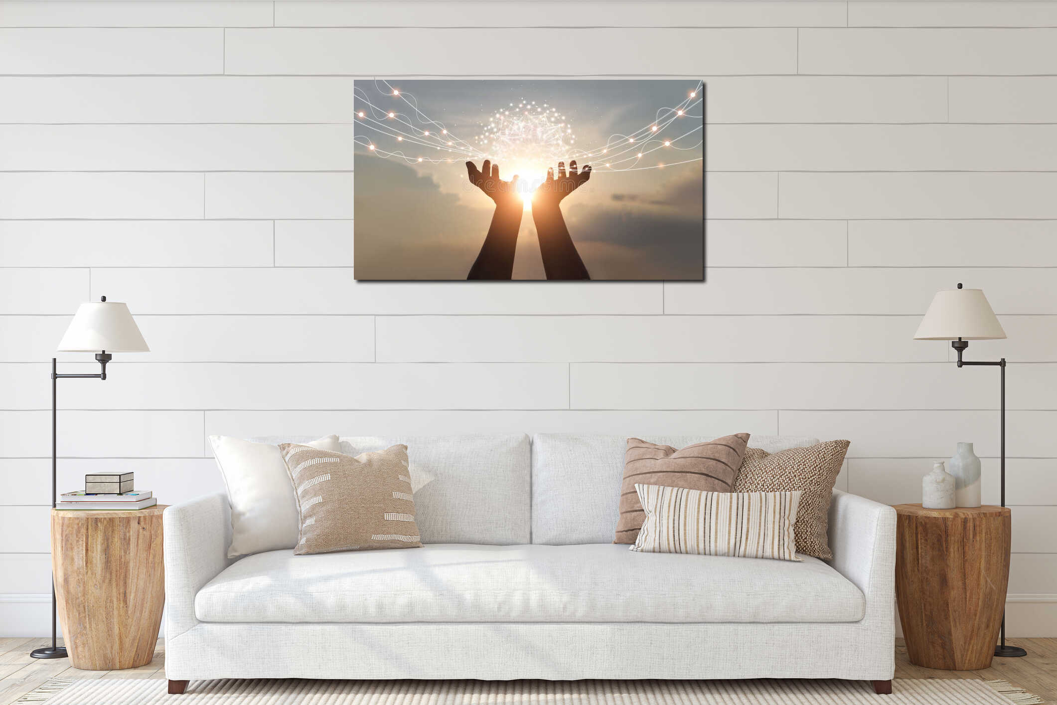 Canvas hanging interior mockup