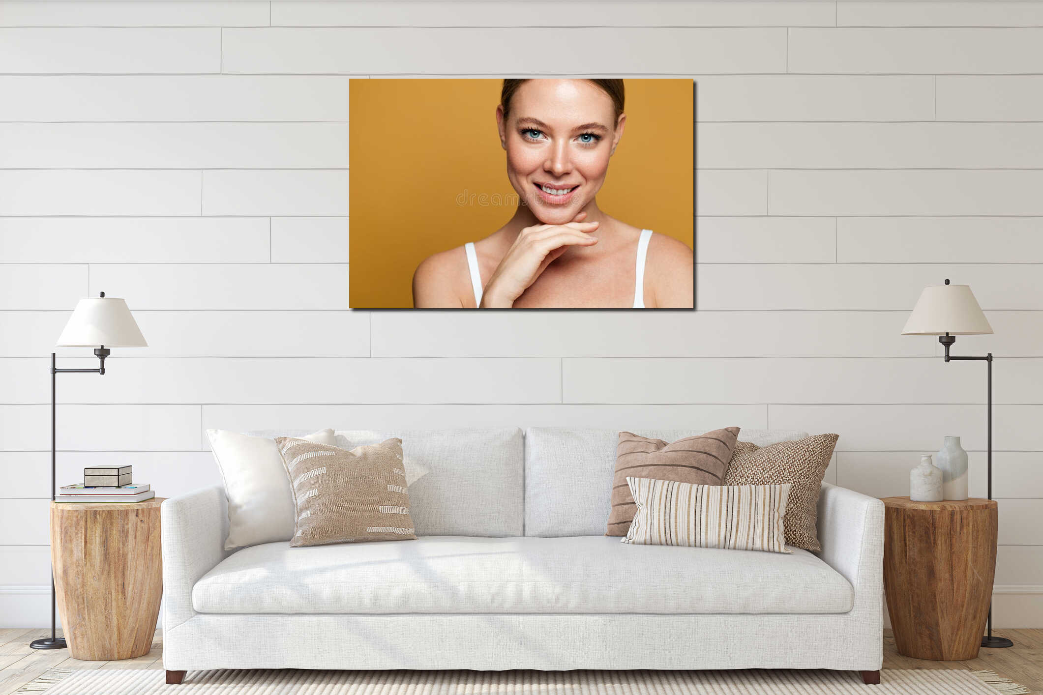 Canvas hanging interior mockup
