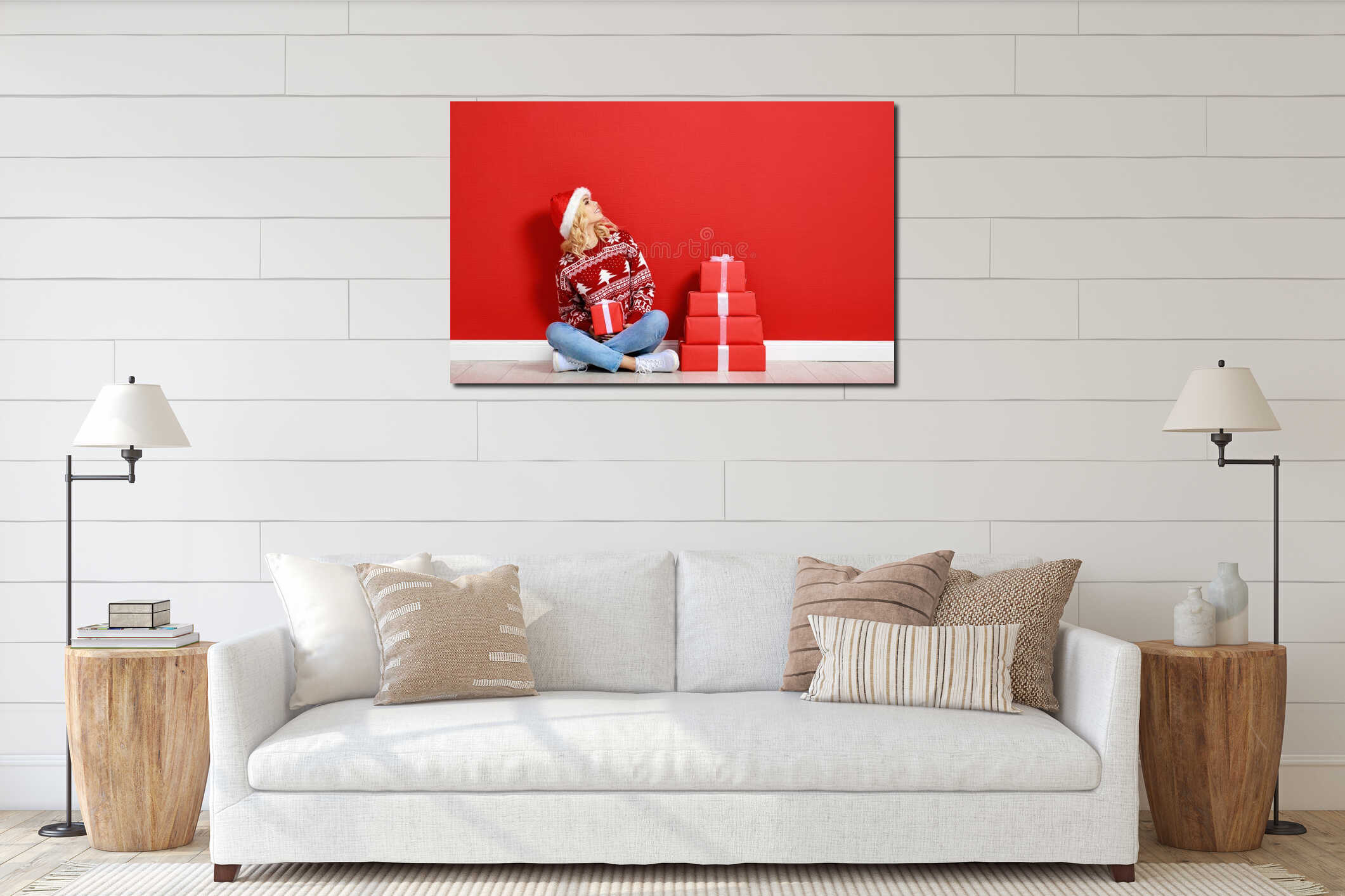 Canvas hanging interior mockup
