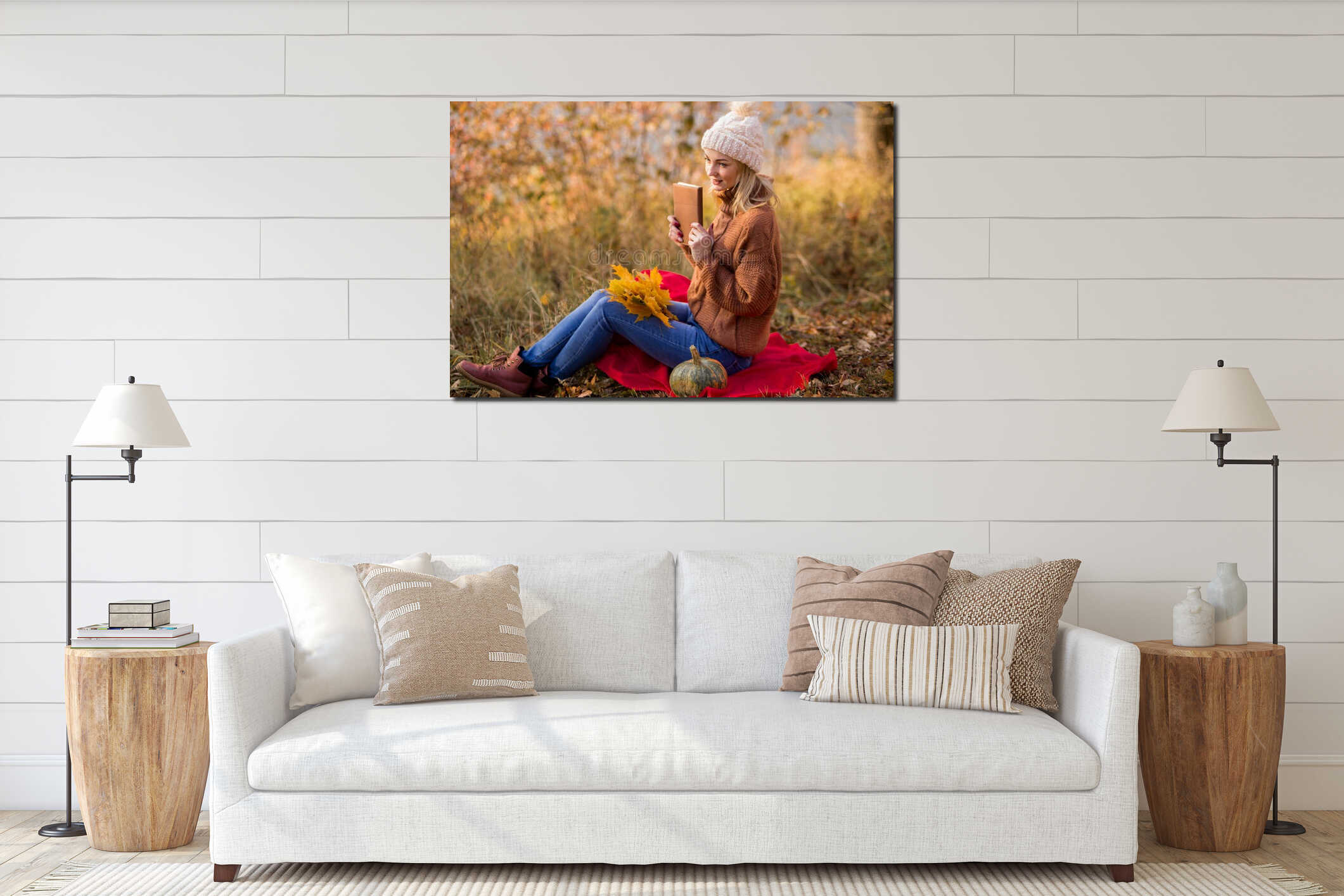Canvas hanging interior mockup