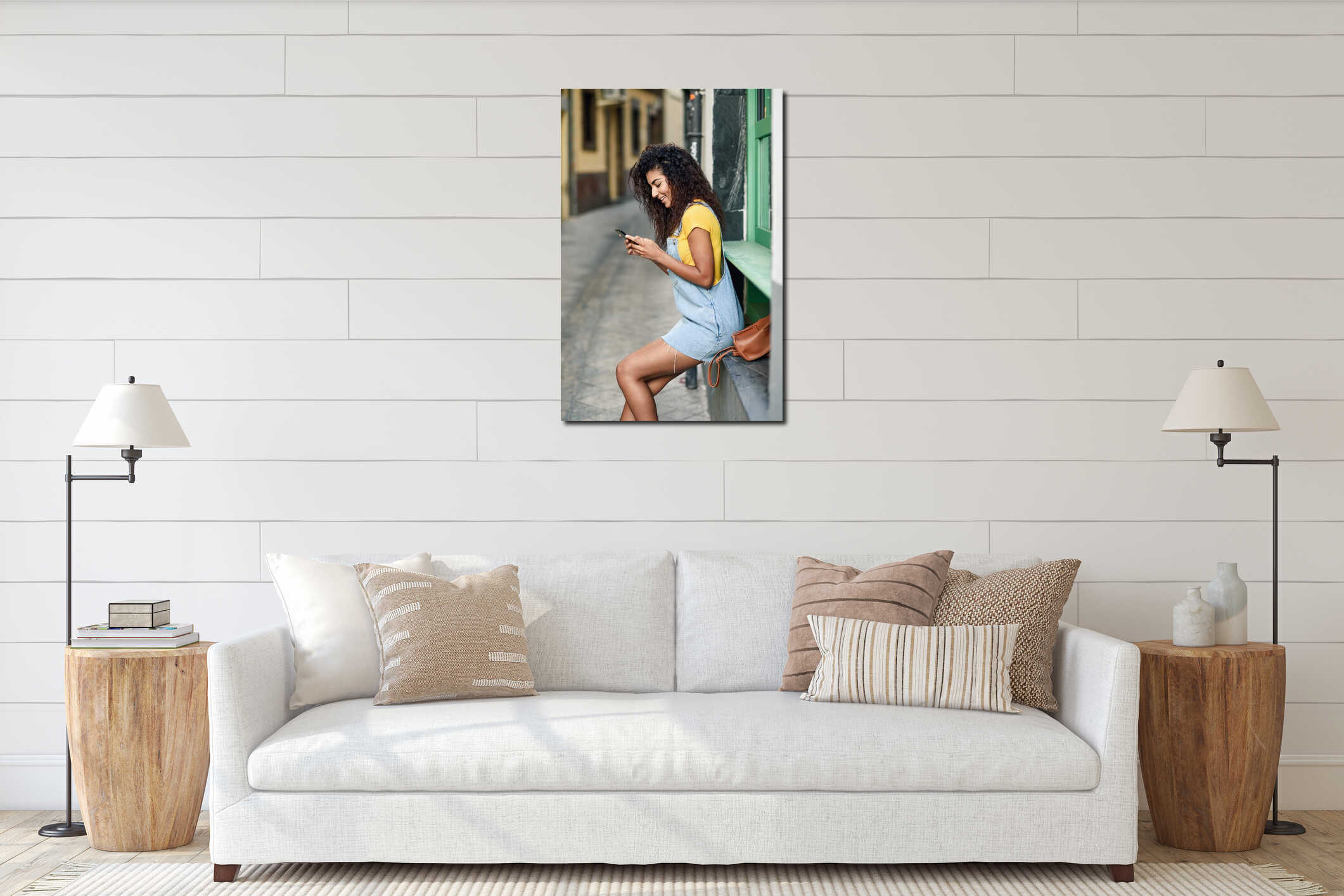 Canvas hanging interior mockup