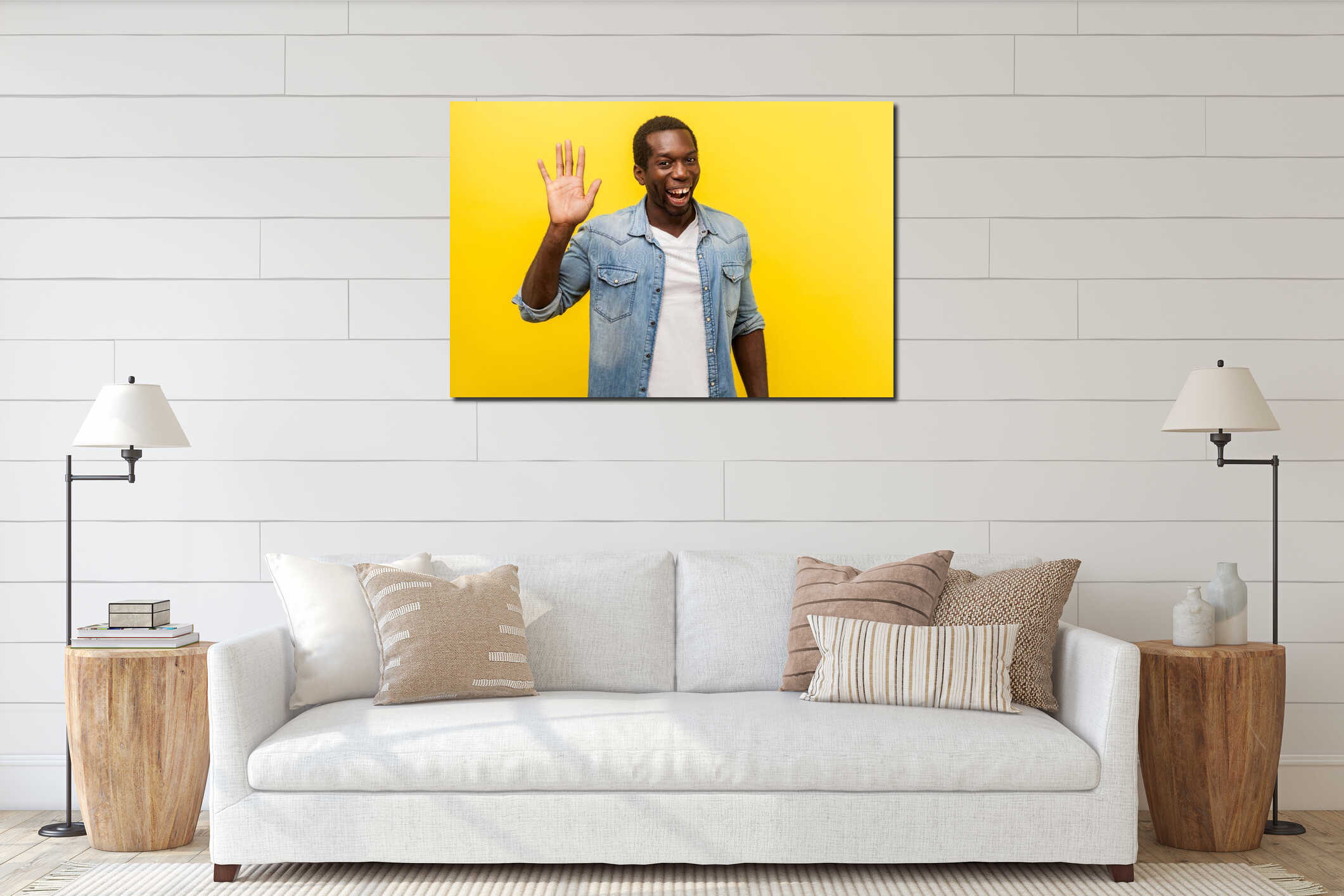 Canvas hanging interior mockup