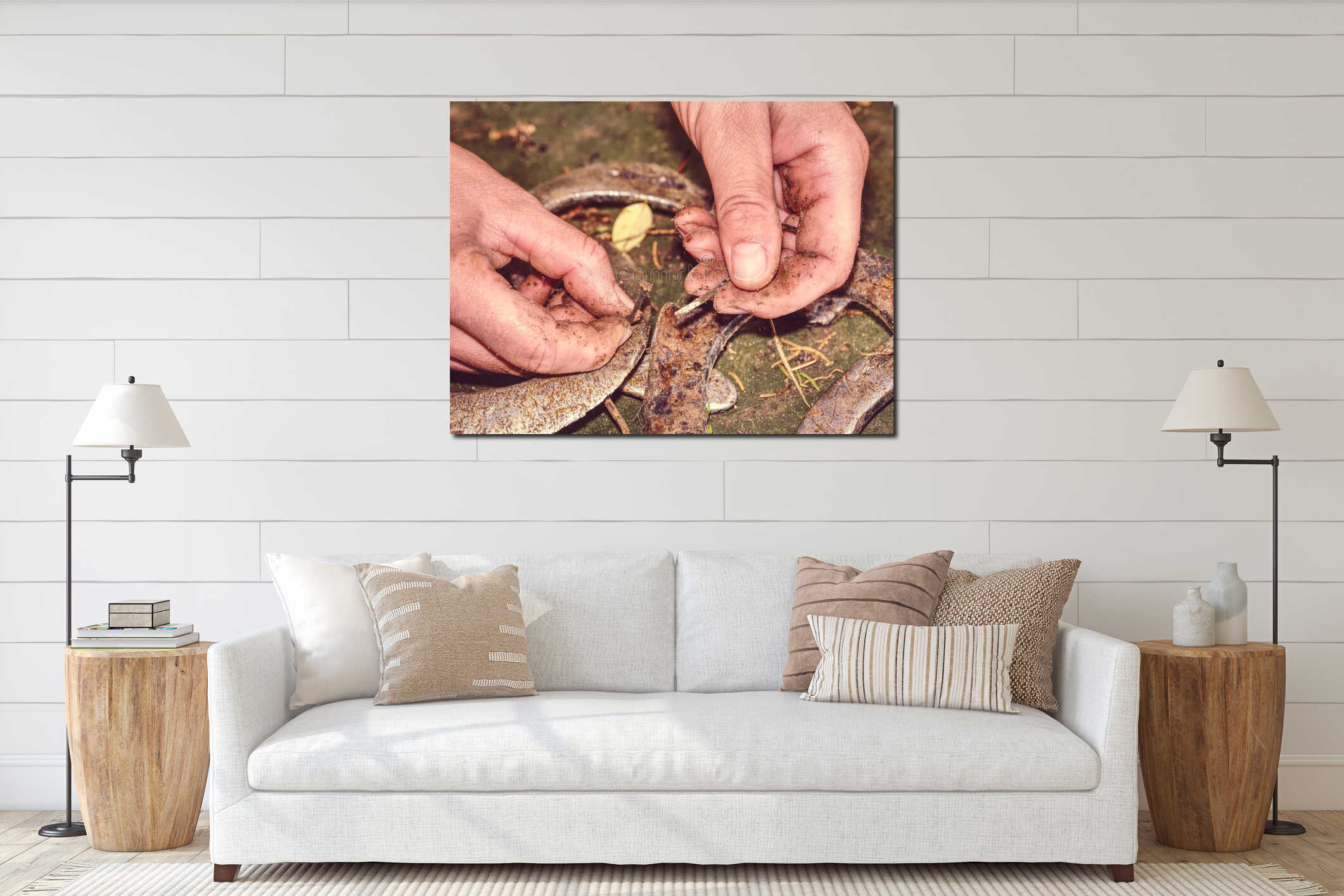 Canvas hanging interior mockup
