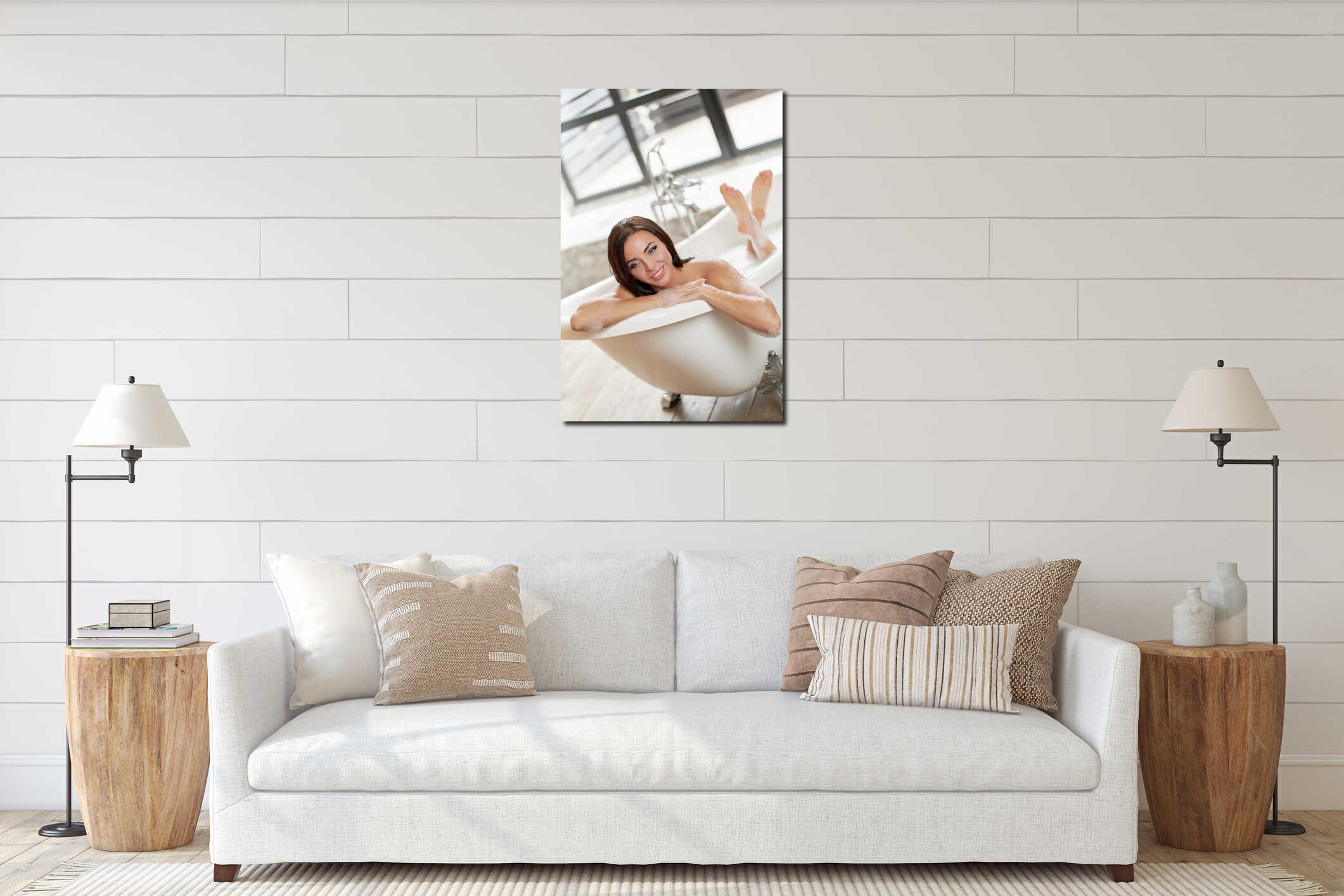 Canvas hanging interior mockup