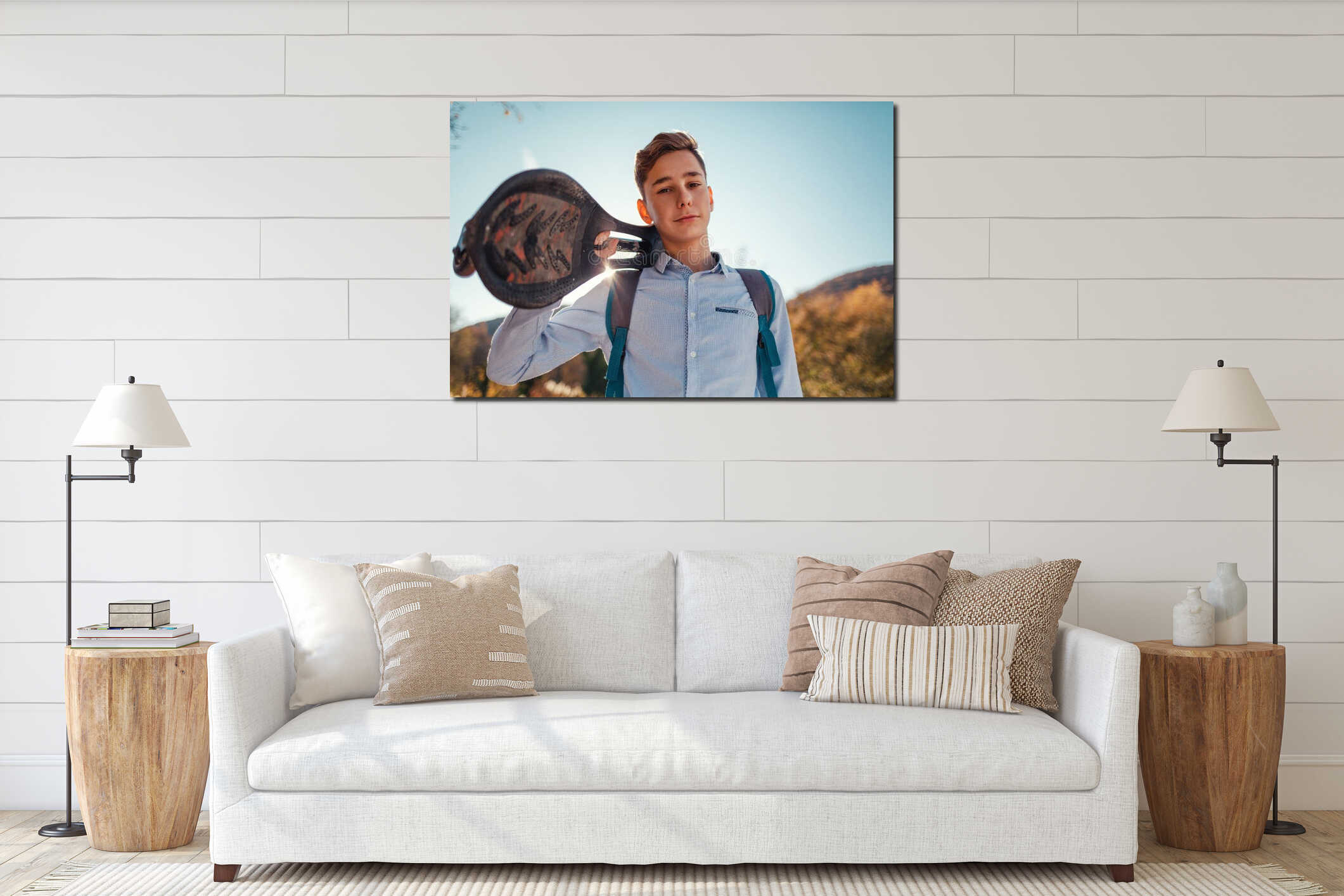 Canvas hanging interior mockup