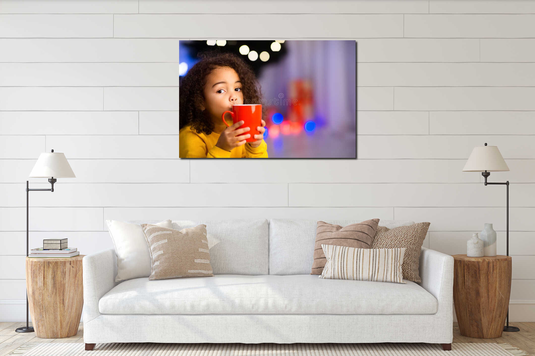 Canvas hanging interior mockup