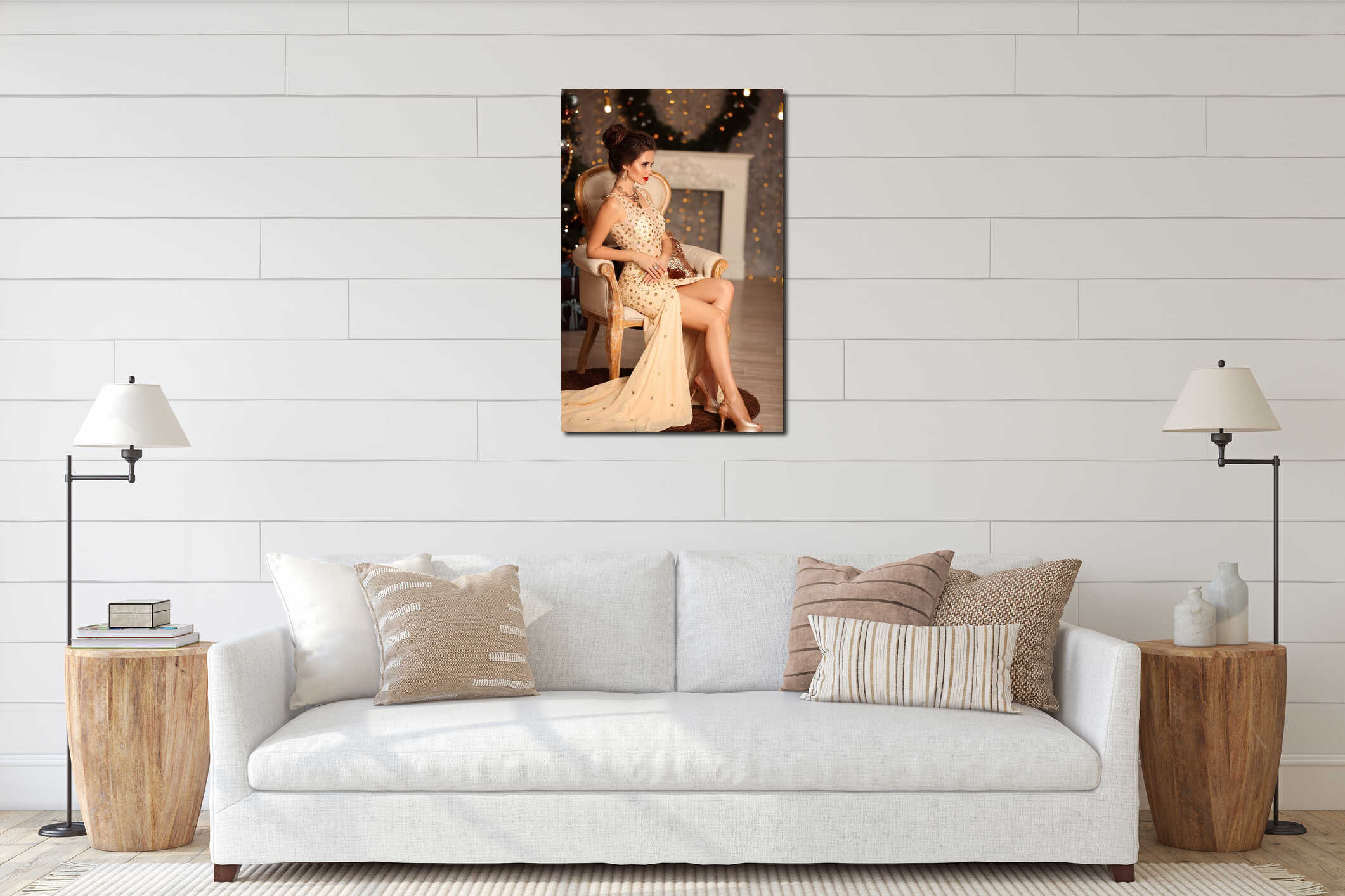 Canvas hanging interior mockup
