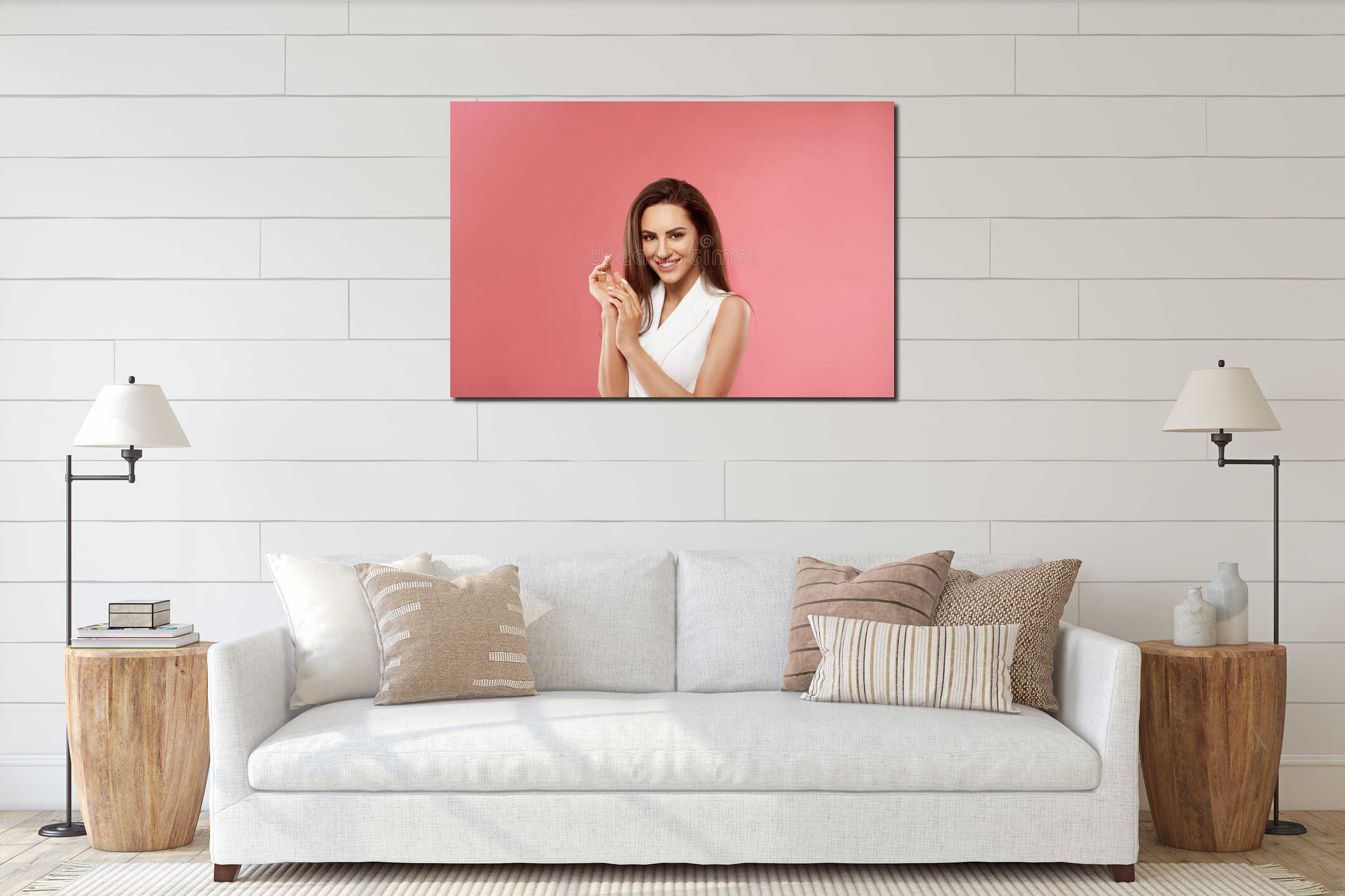 Canvas hanging interior mockup
