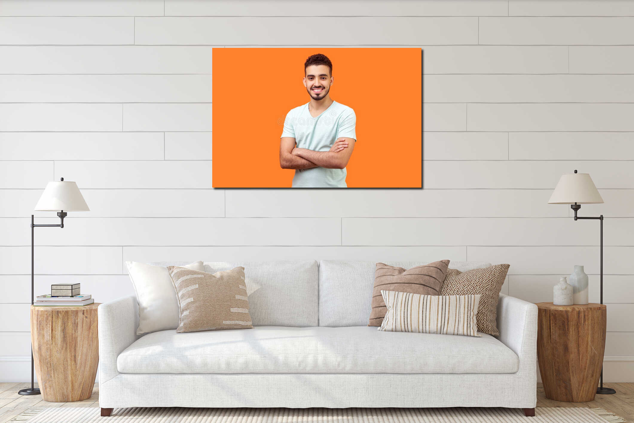 Canvas hanging interior mockup
