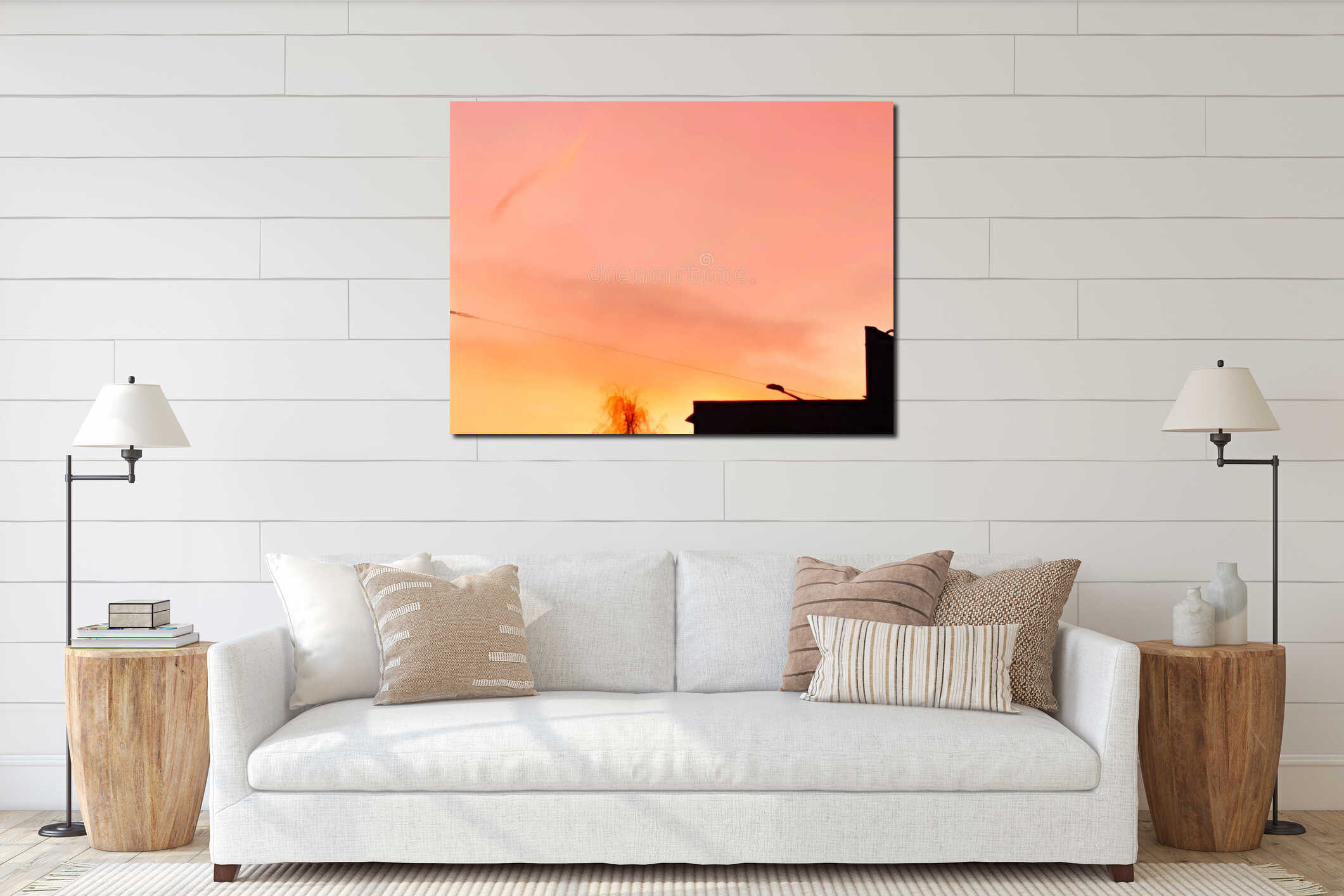 Canvas hanging interior mockup