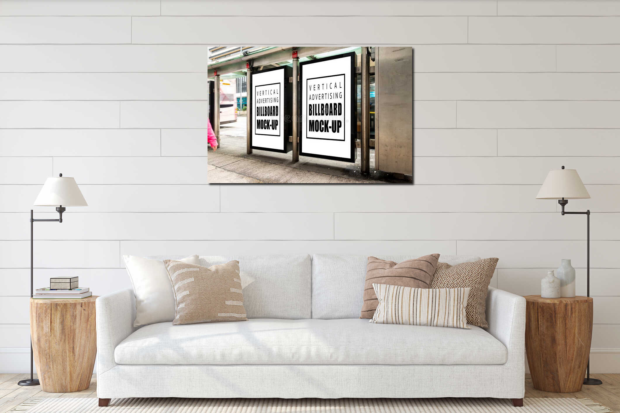 Canvas hanging interior mockup
