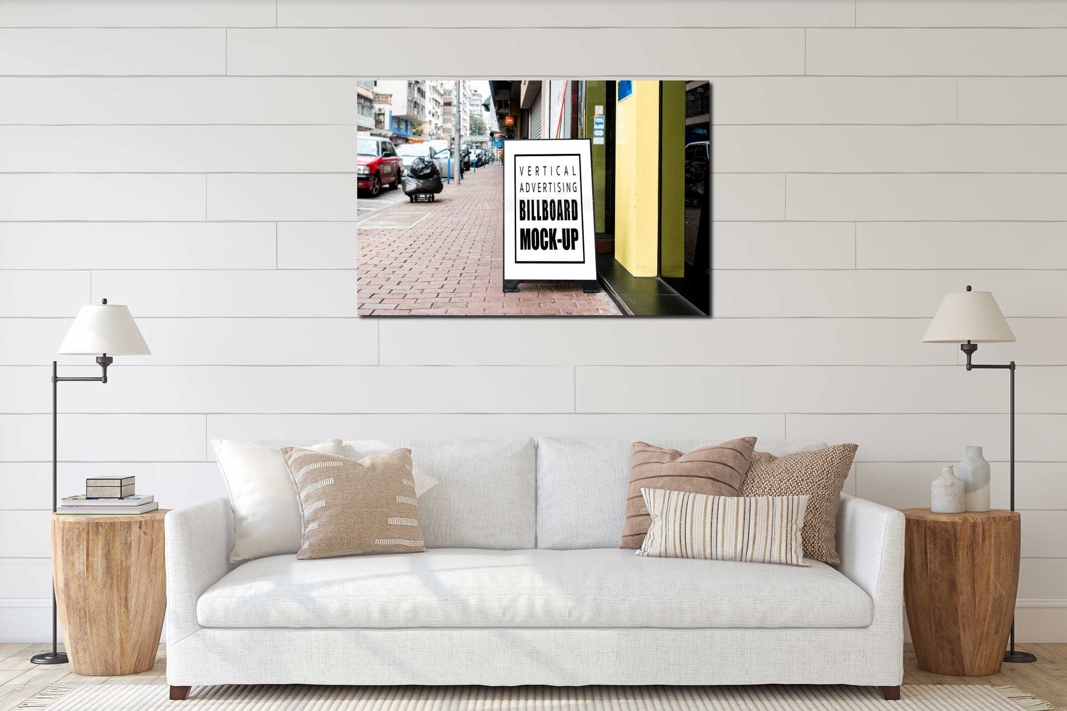 Canvas hanging interior mockup