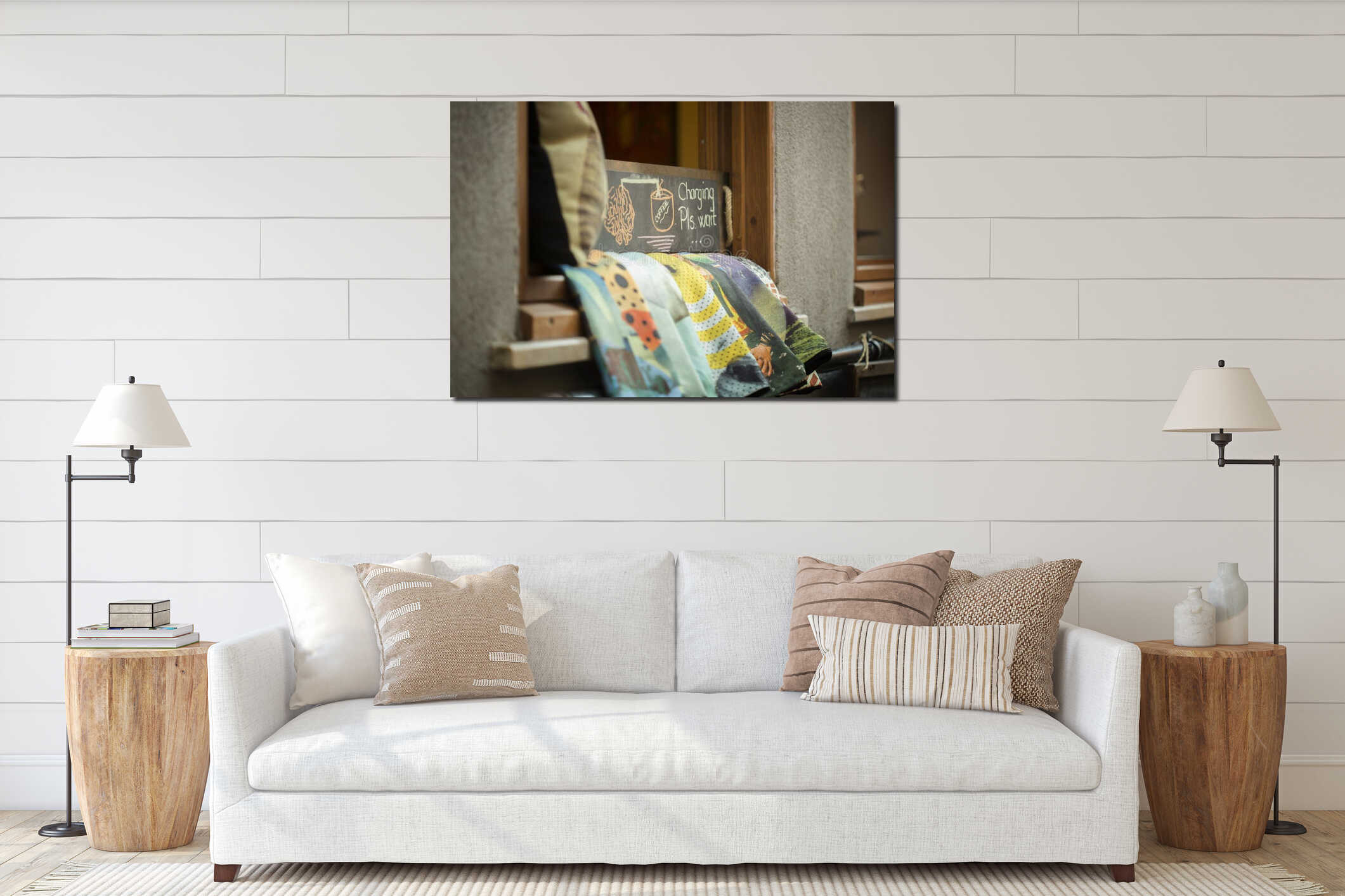 Canvas hanging interior mockup