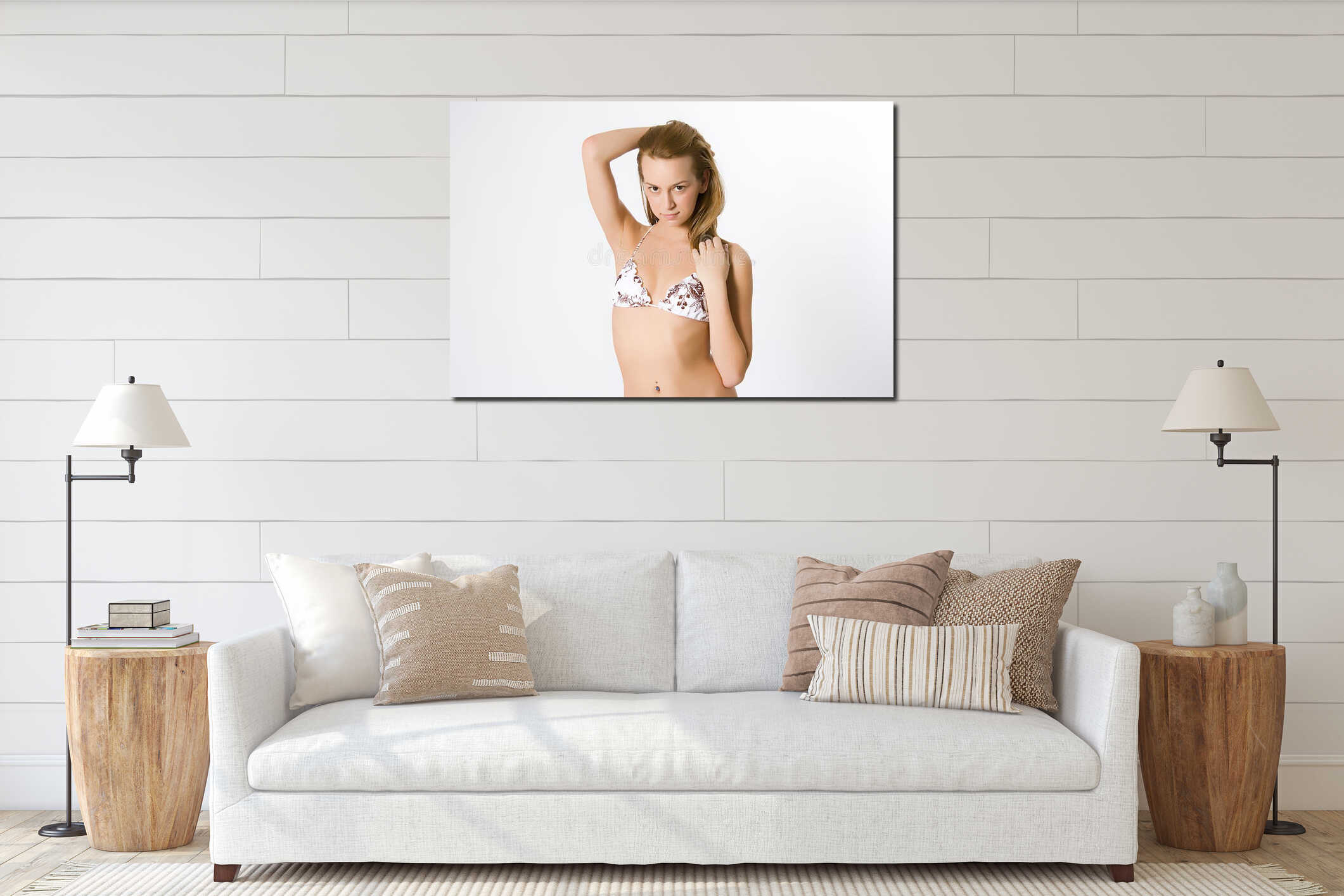 Canvas hanging interior mockup