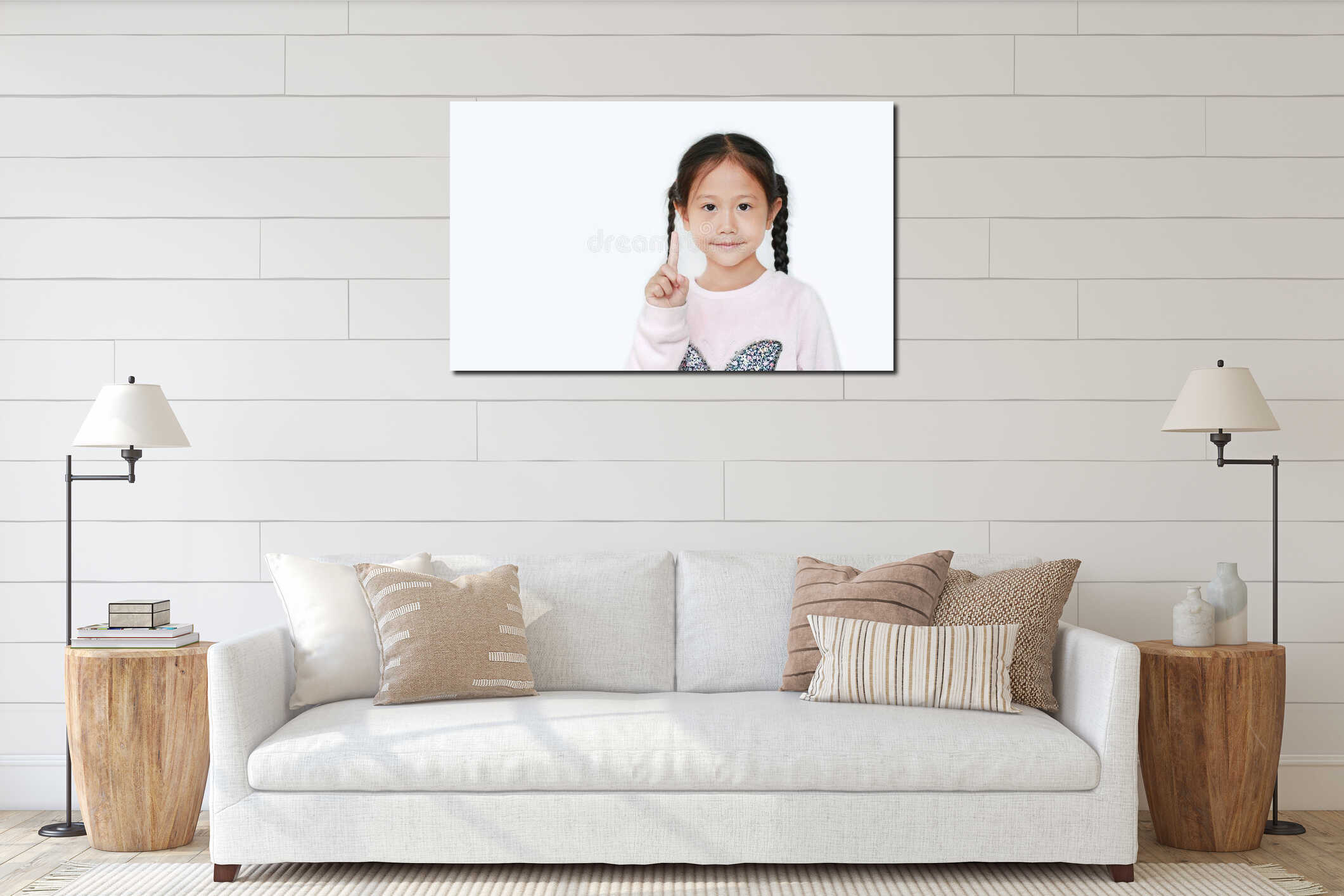 Canvas hanging interior mockup