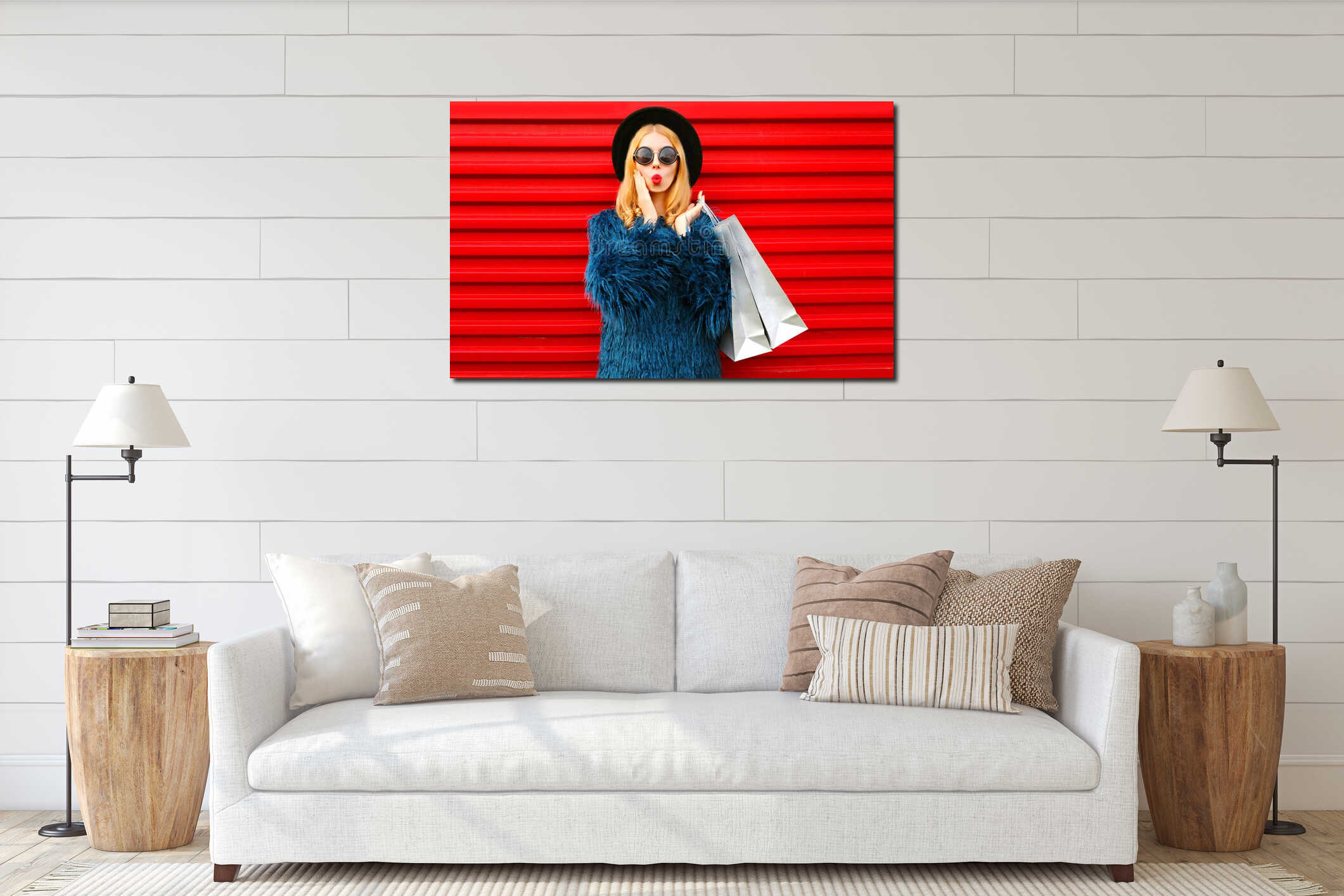 Canvas hanging interior mockup