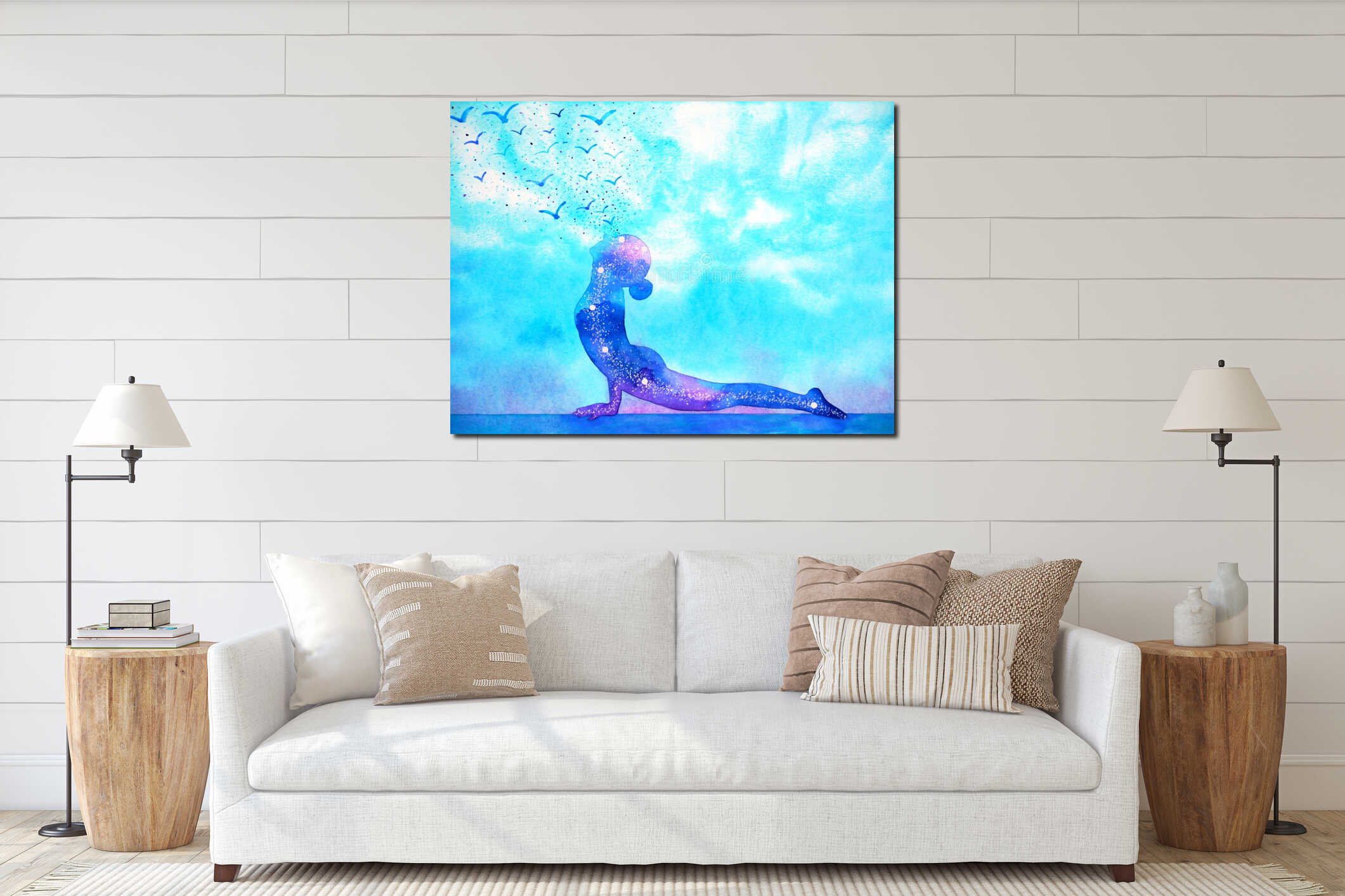 Canvas hanging interior mockup