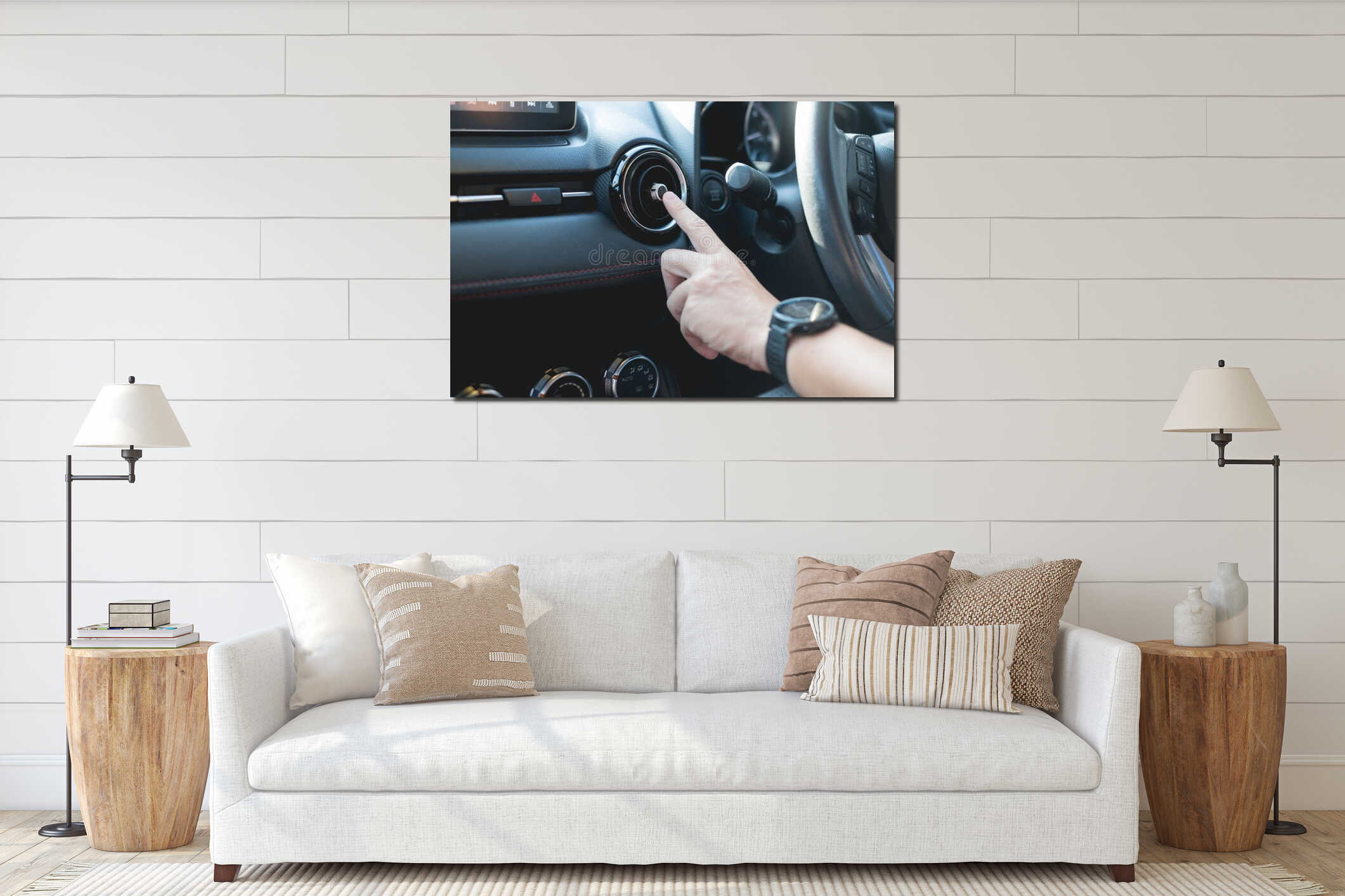 Canvas hanging interior mockup