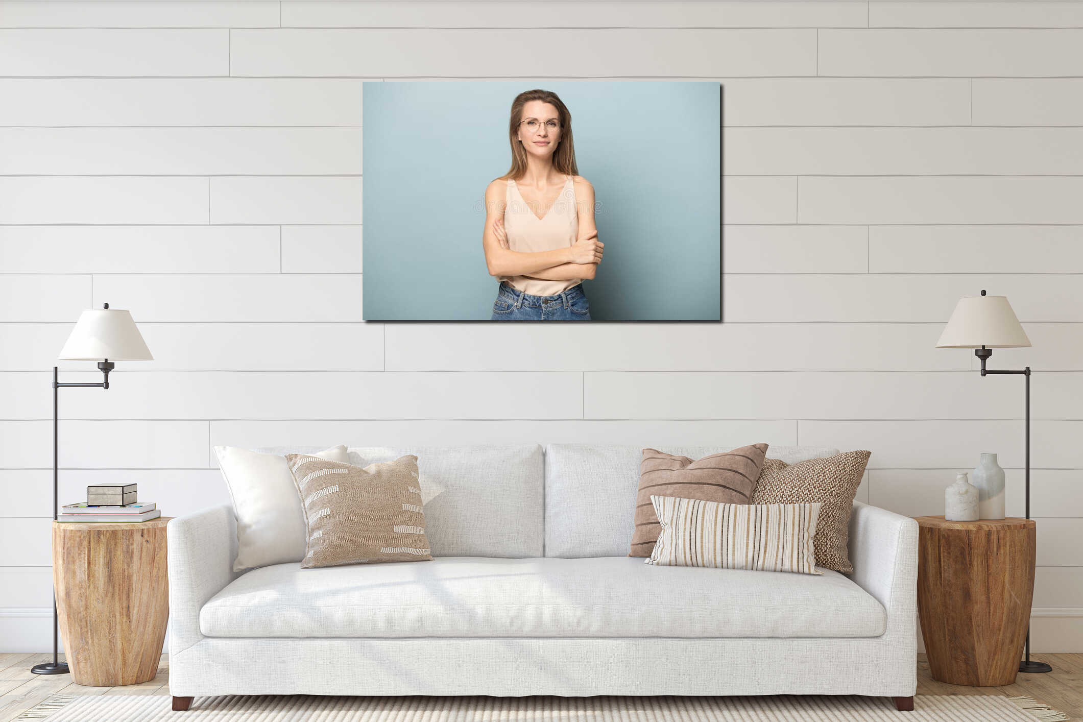 Canvas hanging interior mockup