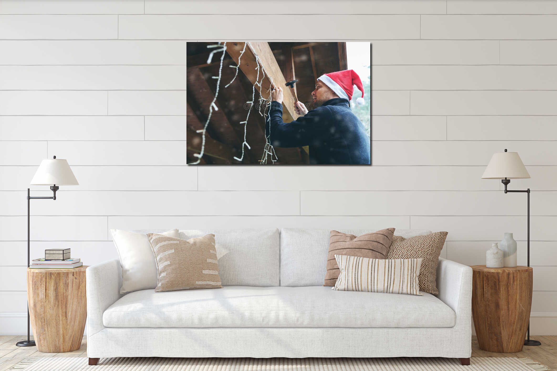 Canvas hanging interior mockup