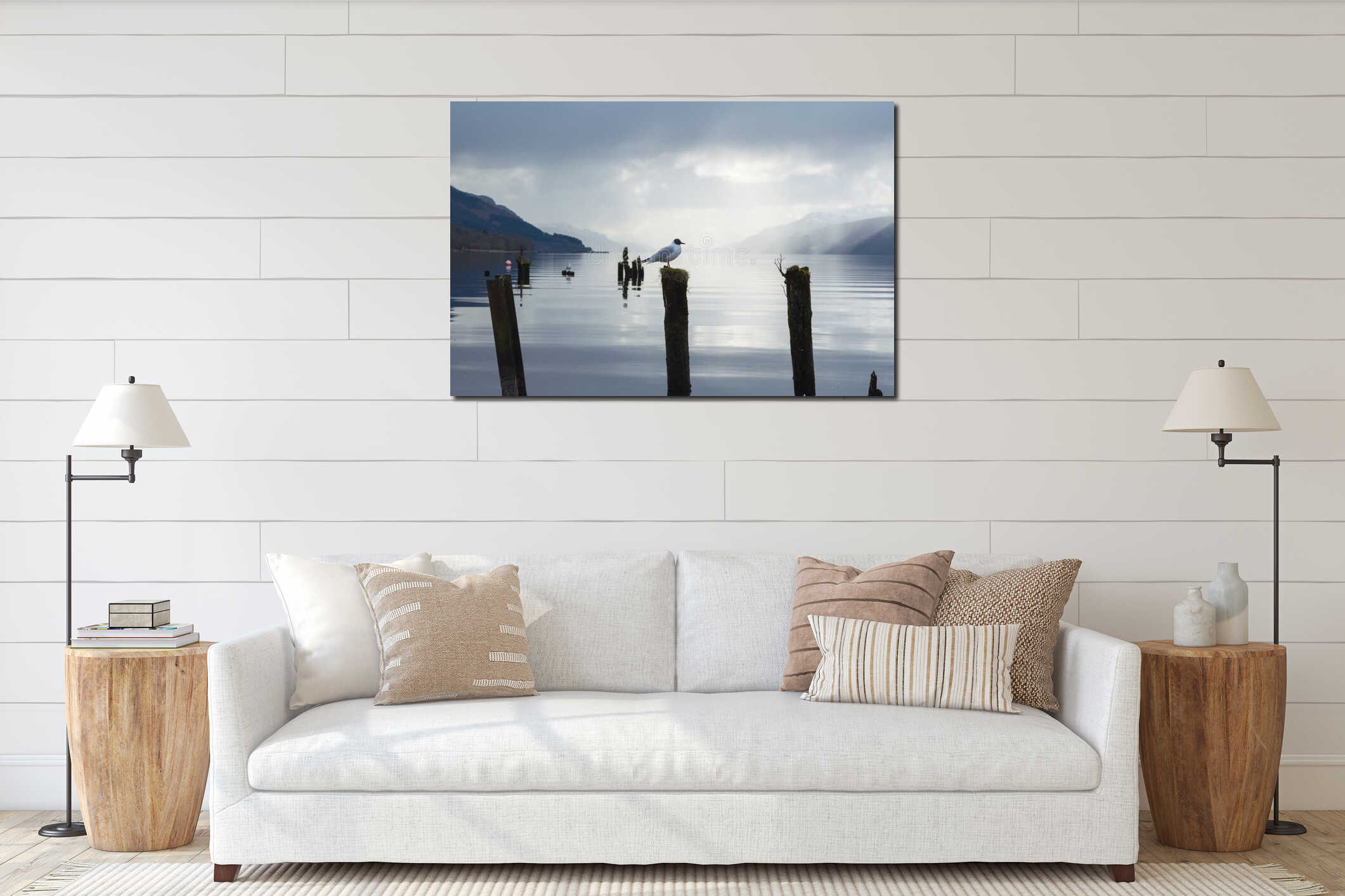 Canvas hanging interior mockup