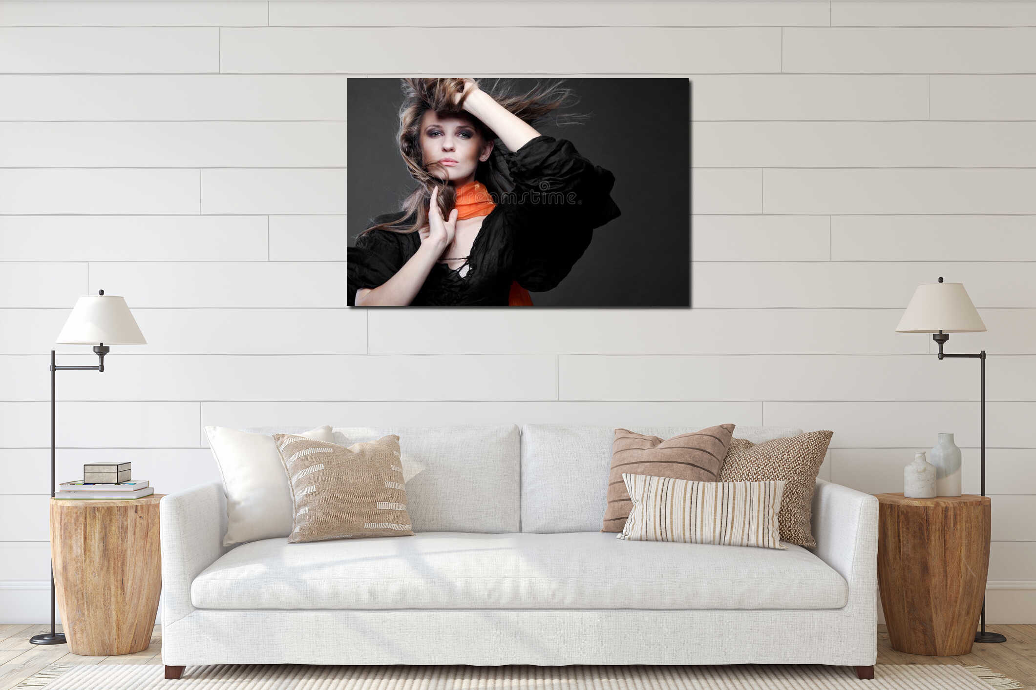 Canvas hanging interior mockup