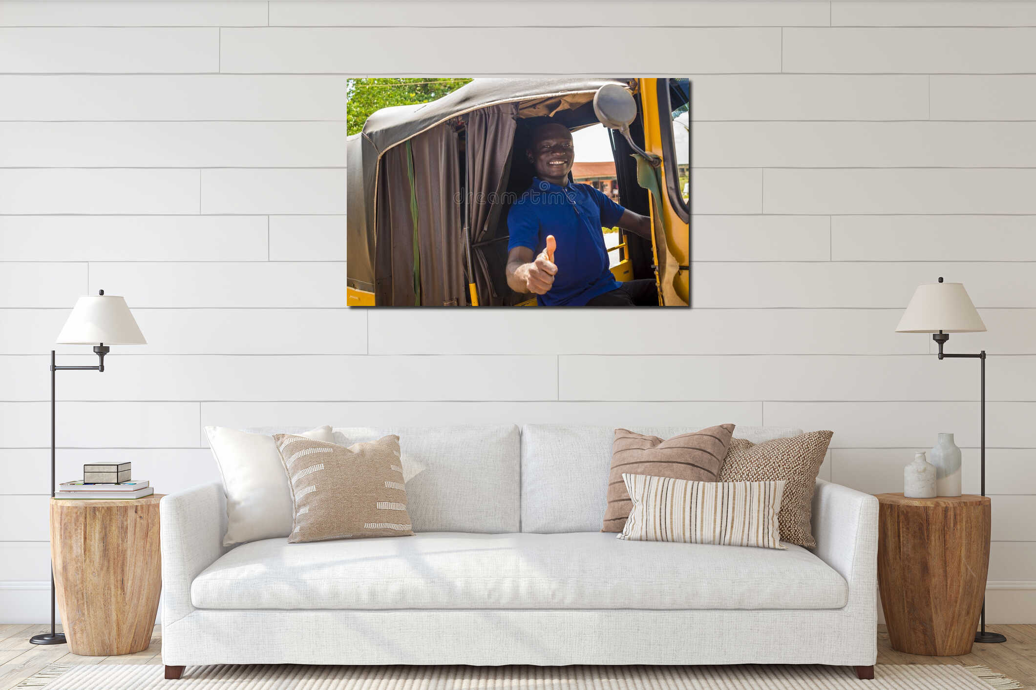 Canvas hanging interior mockup