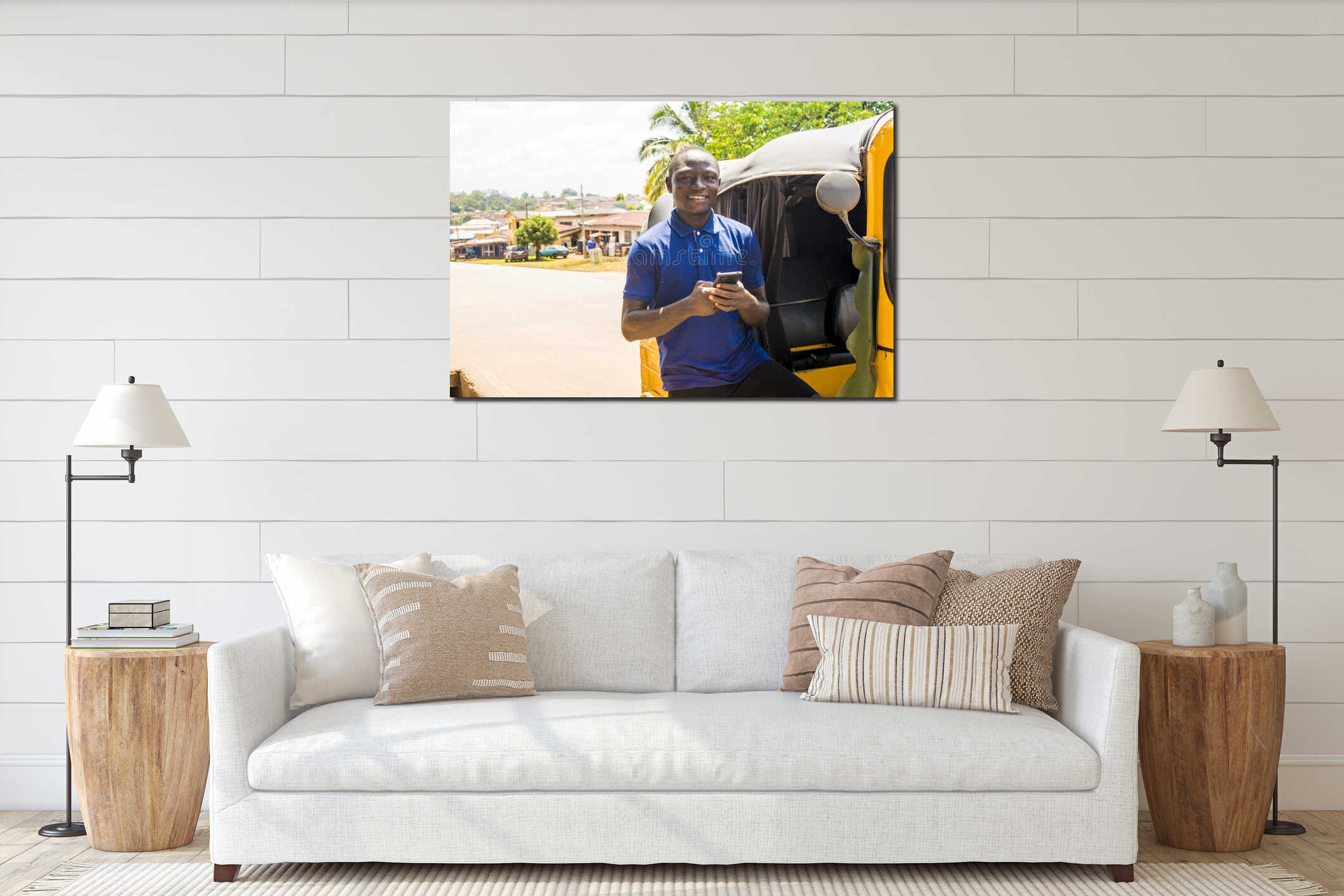 Canvas hanging interior mockup
