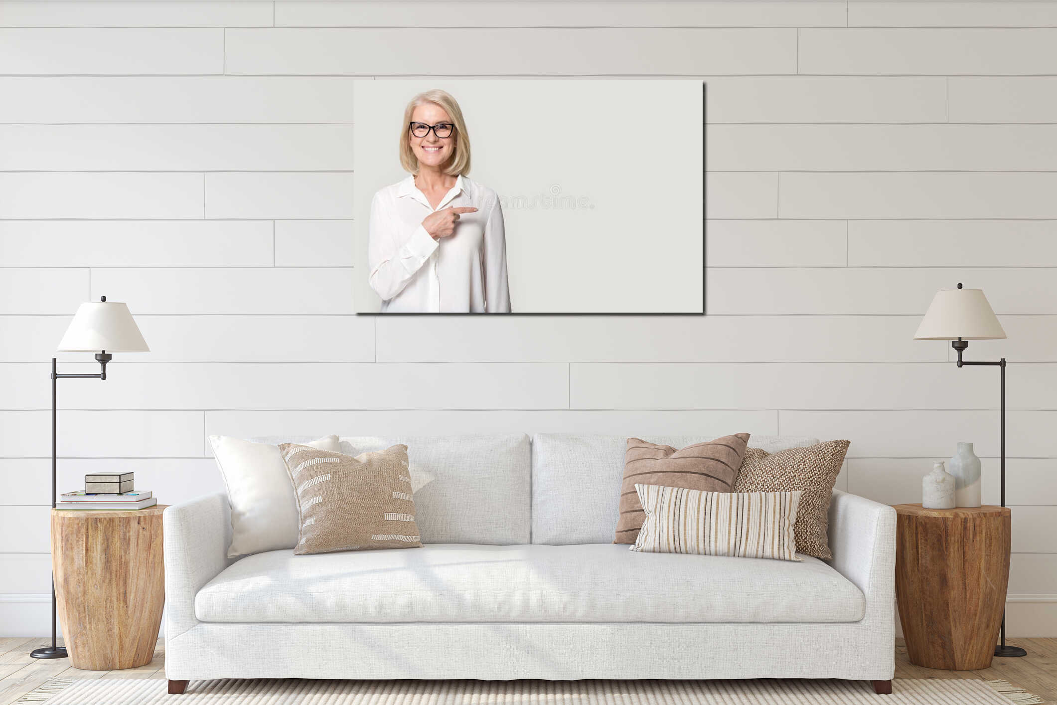 Canvas hanging interior mockup