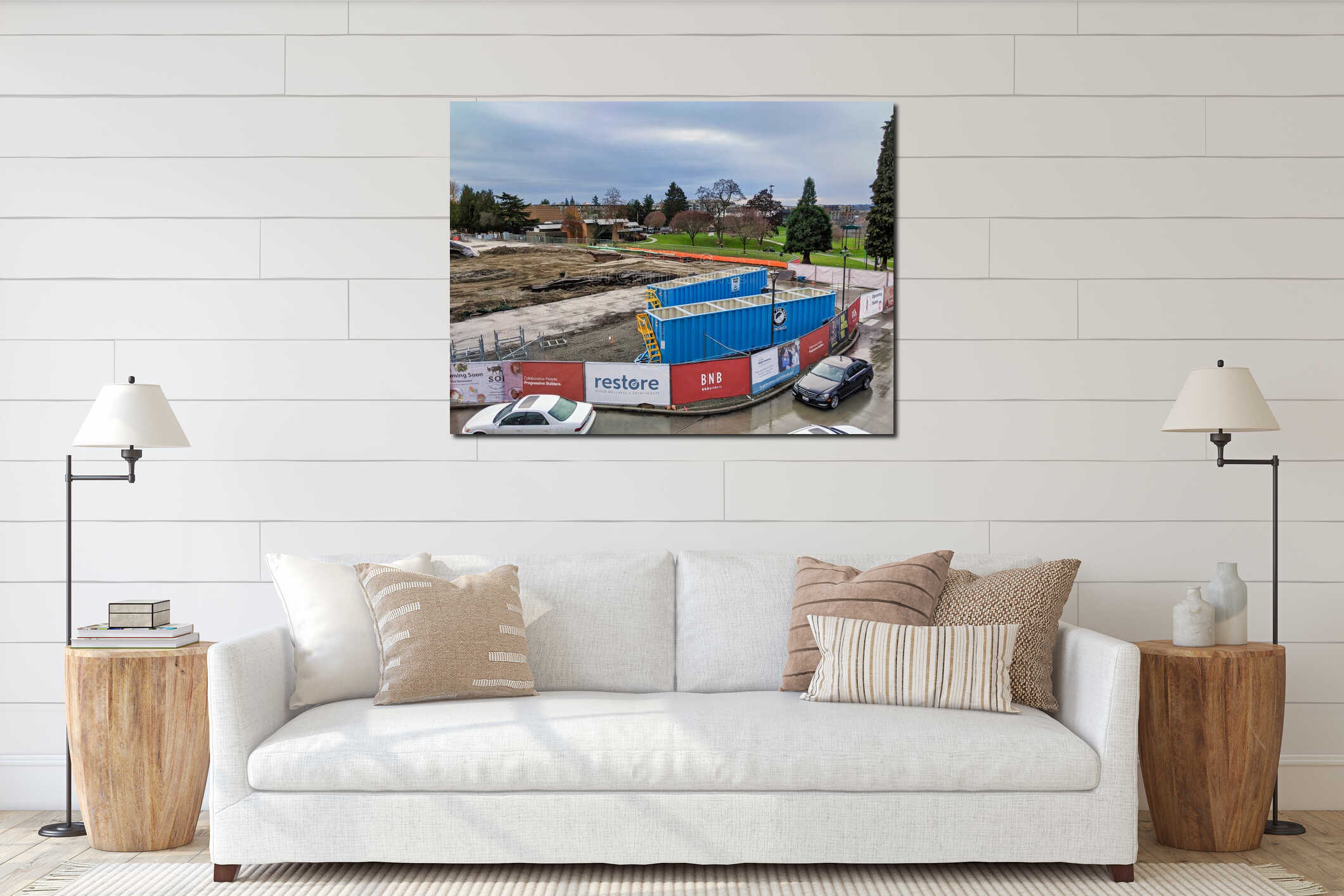 Canvas hanging interior mockup