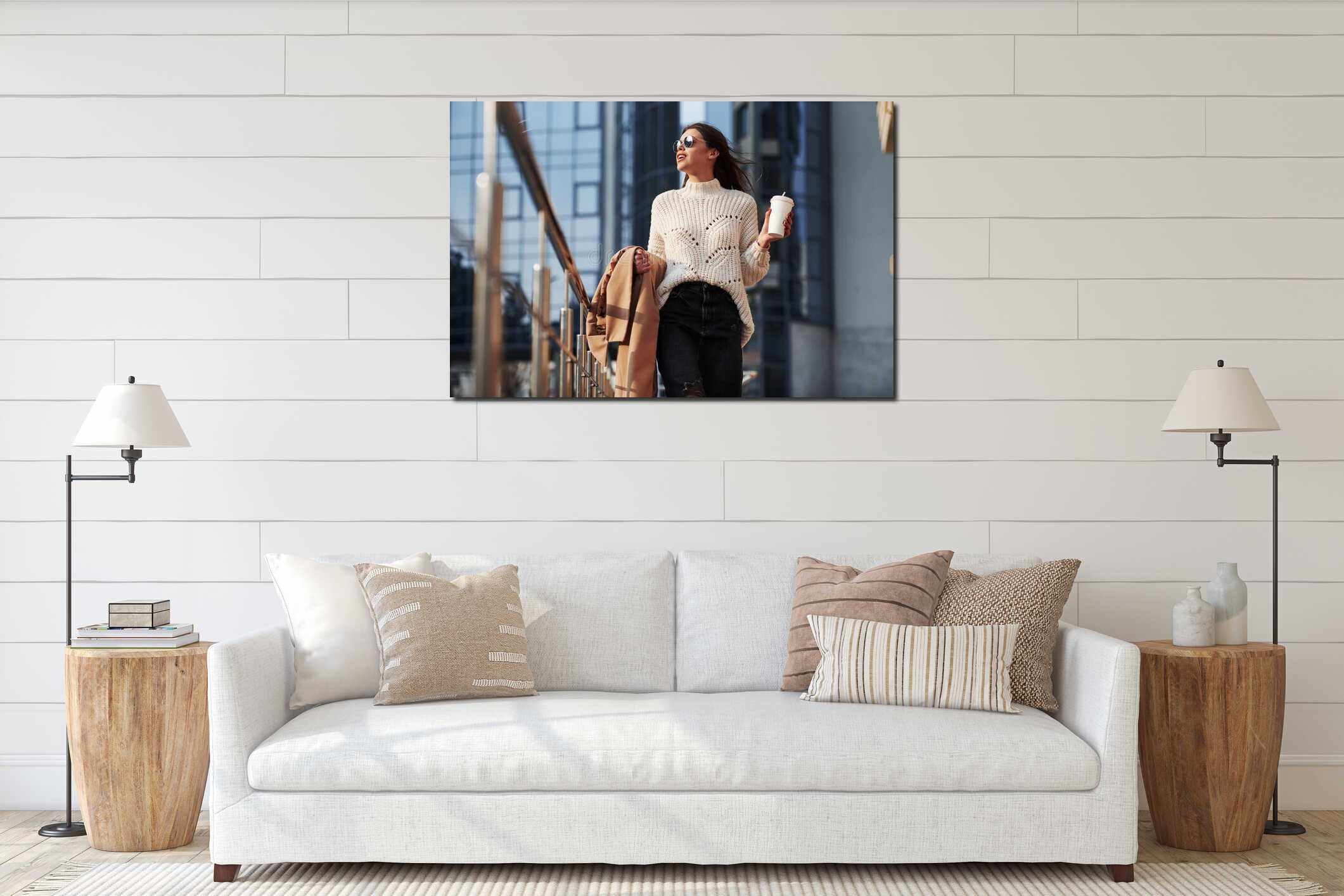 Canvas hanging interior mockup