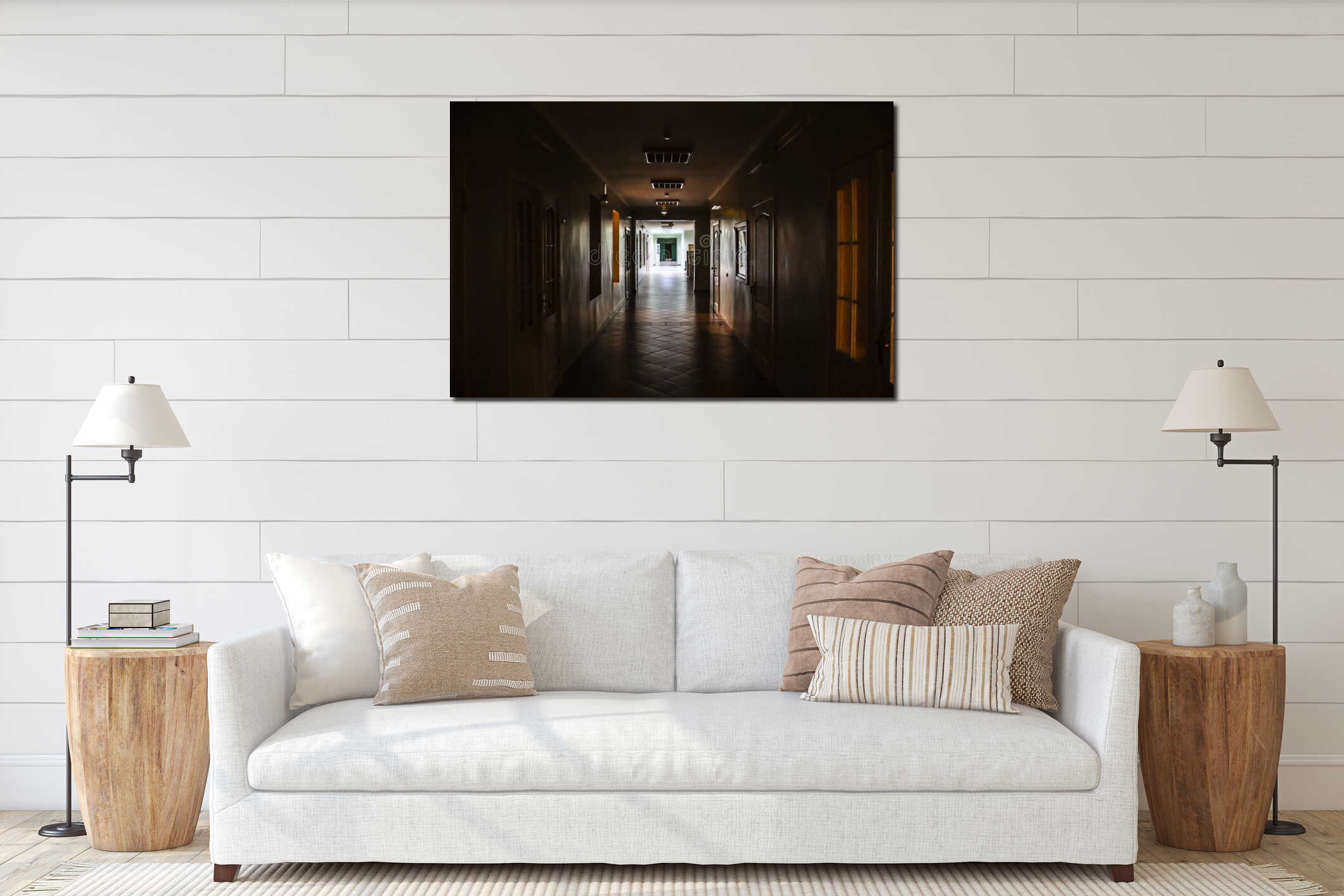Canvas hanging interior mockup