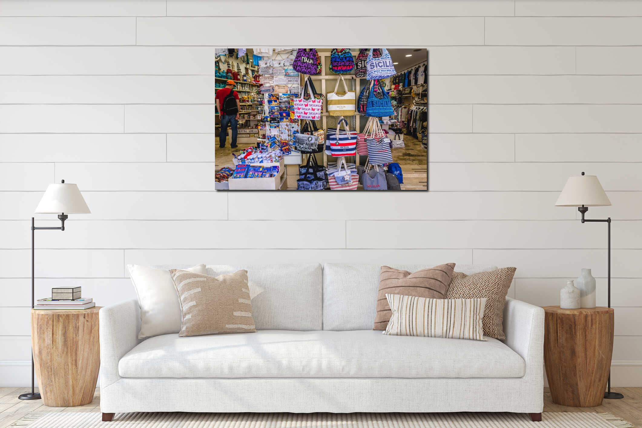 Canvas hanging interior mockup