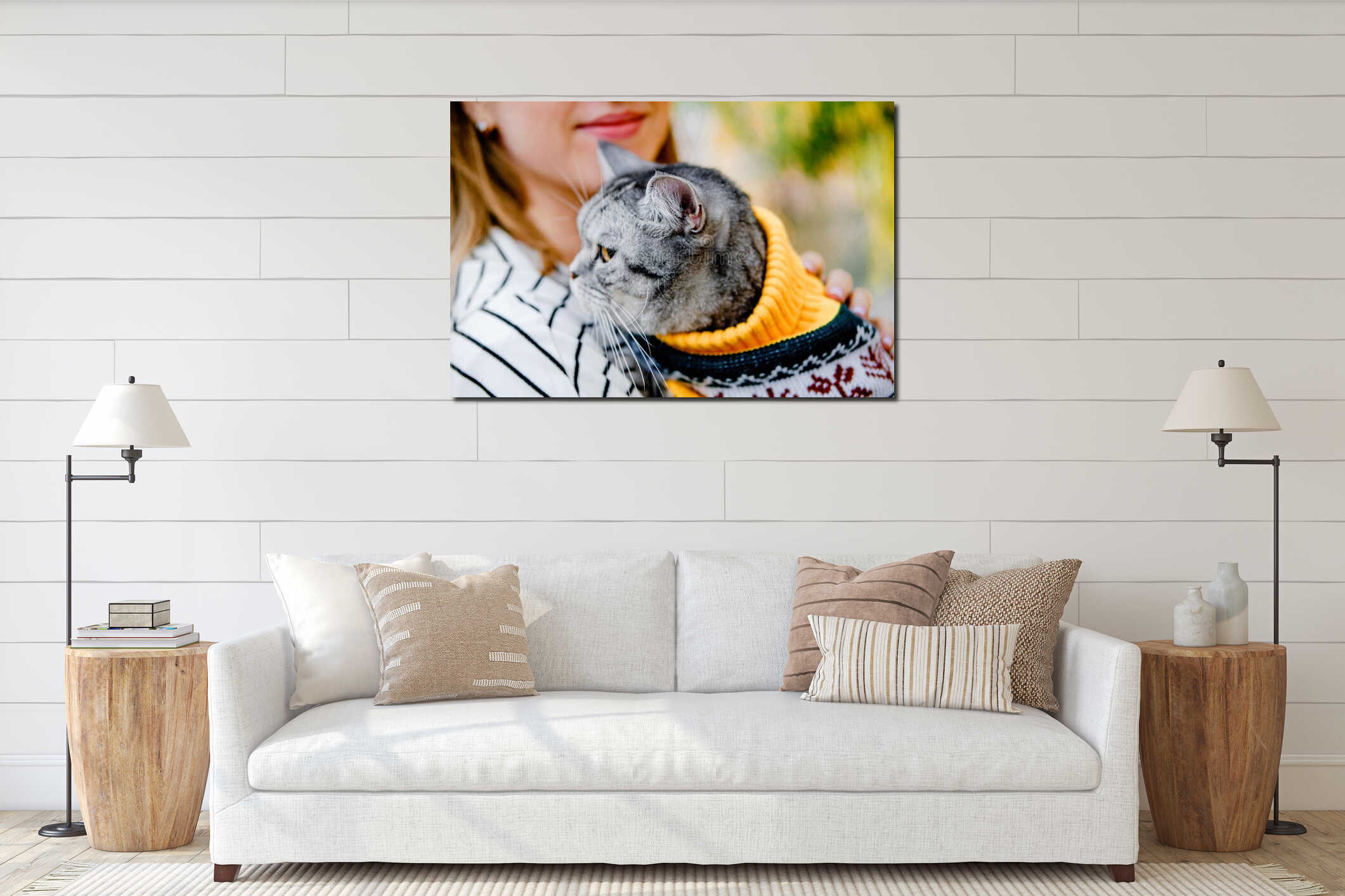 Canvas hanging interior mockup