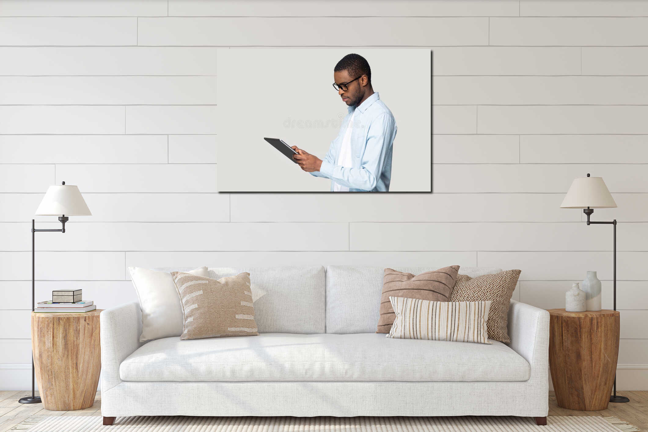 Canvas hanging interior mockup