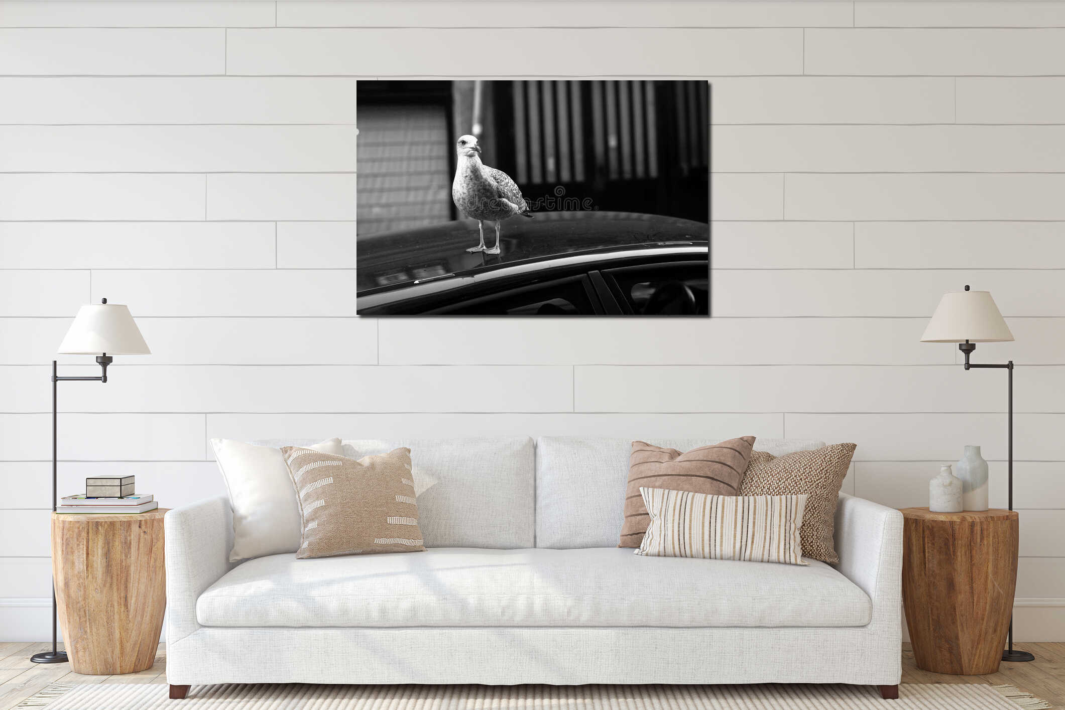Canvas hanging interior mockup