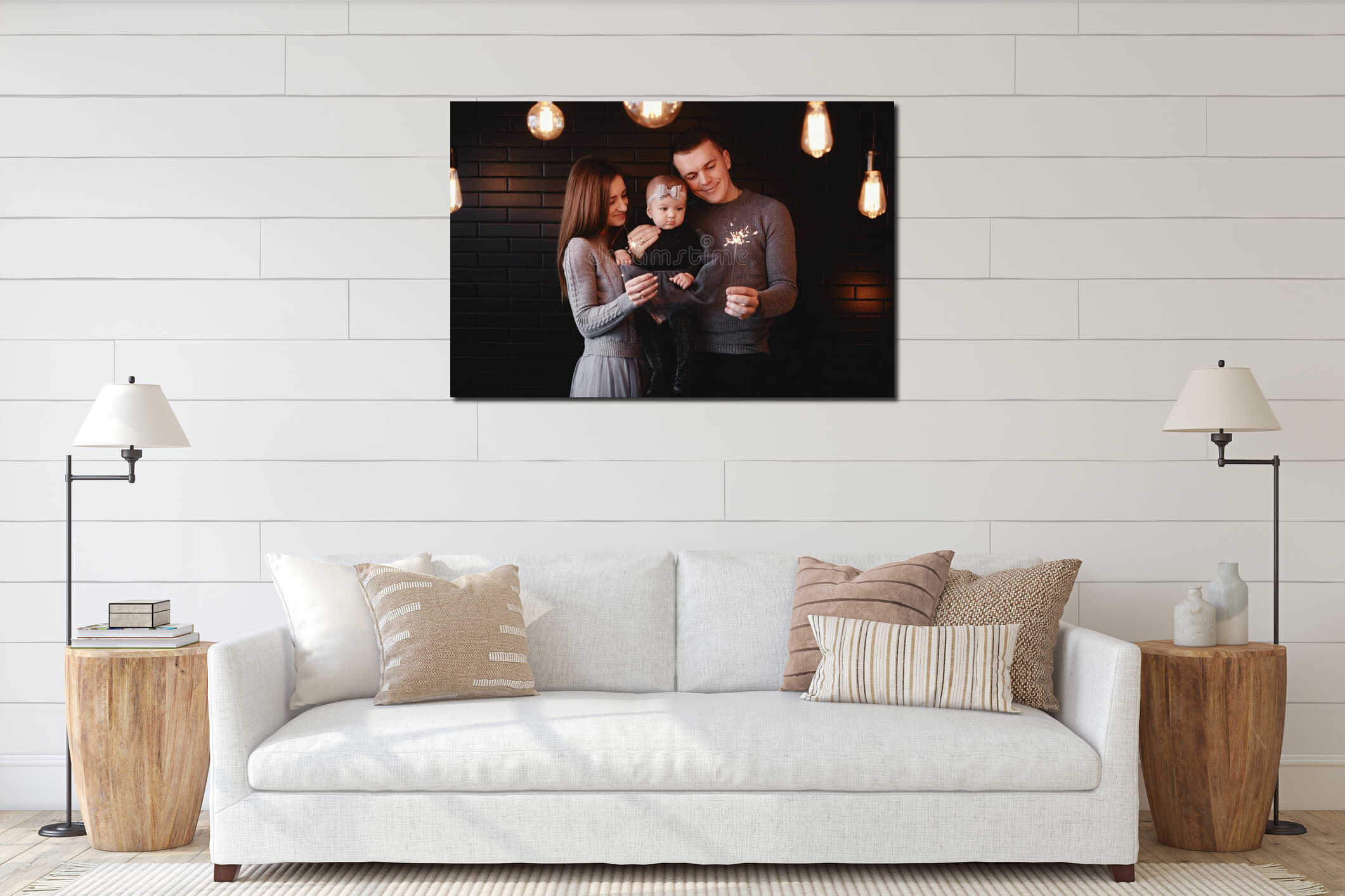 Canvas hanging interior mockup