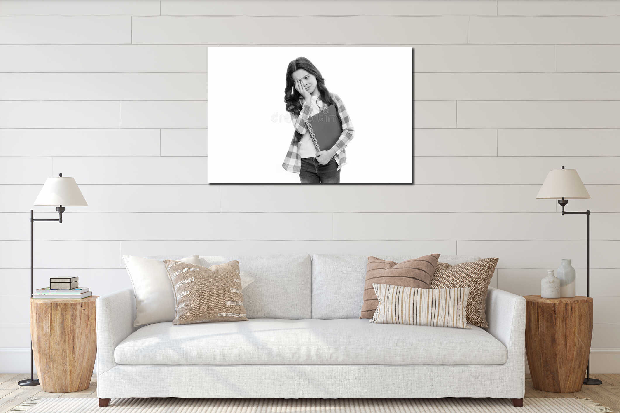 Canvas hanging interior mockup