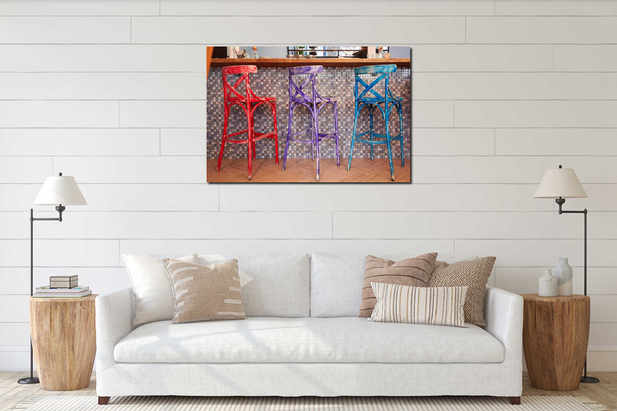Canvas hanging interior mockup
