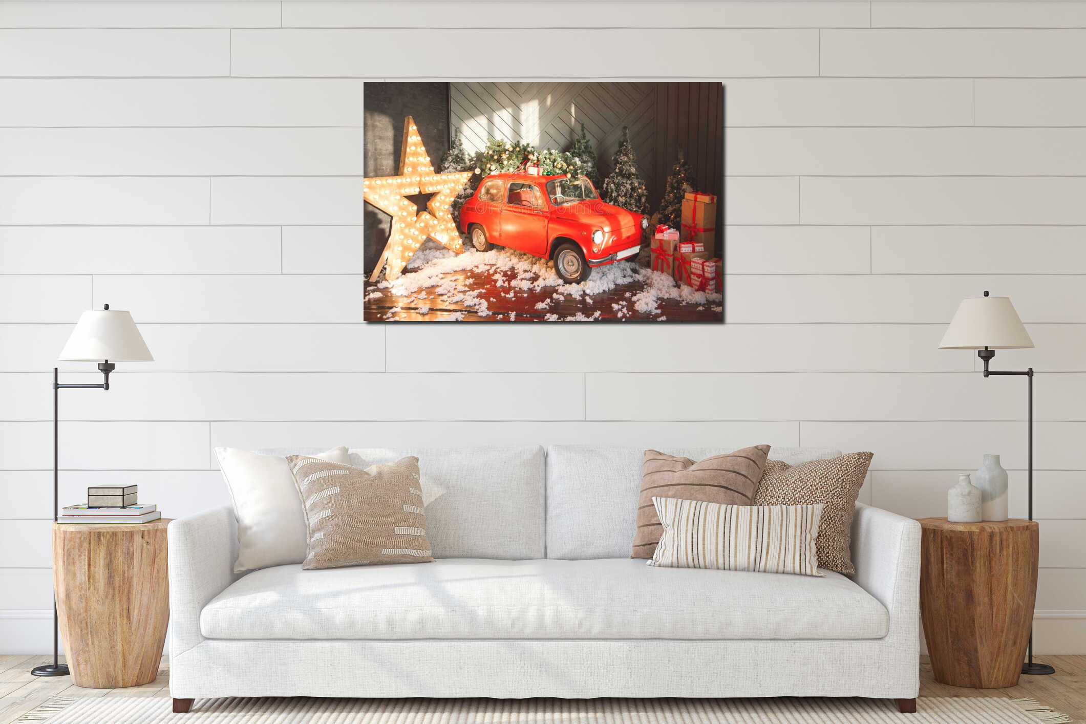 Canvas hanging interior mockup