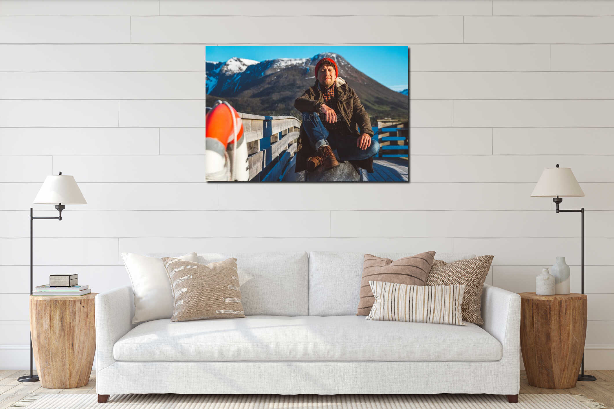 Canvas hanging interior mockup