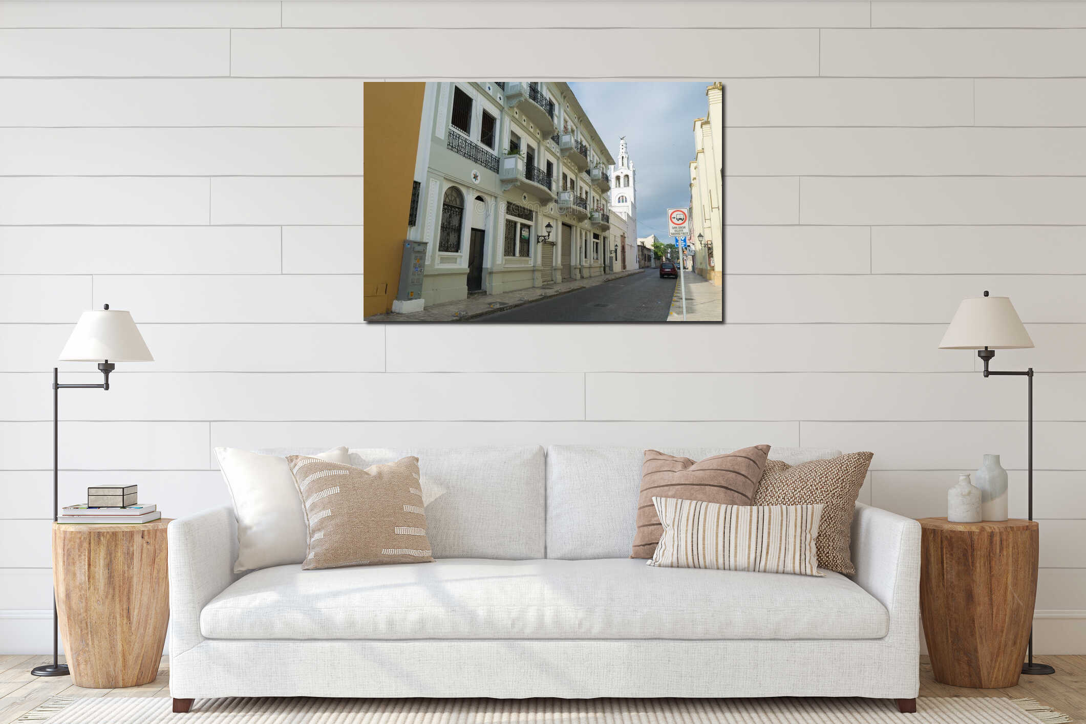 Canvas hanging interior mockup