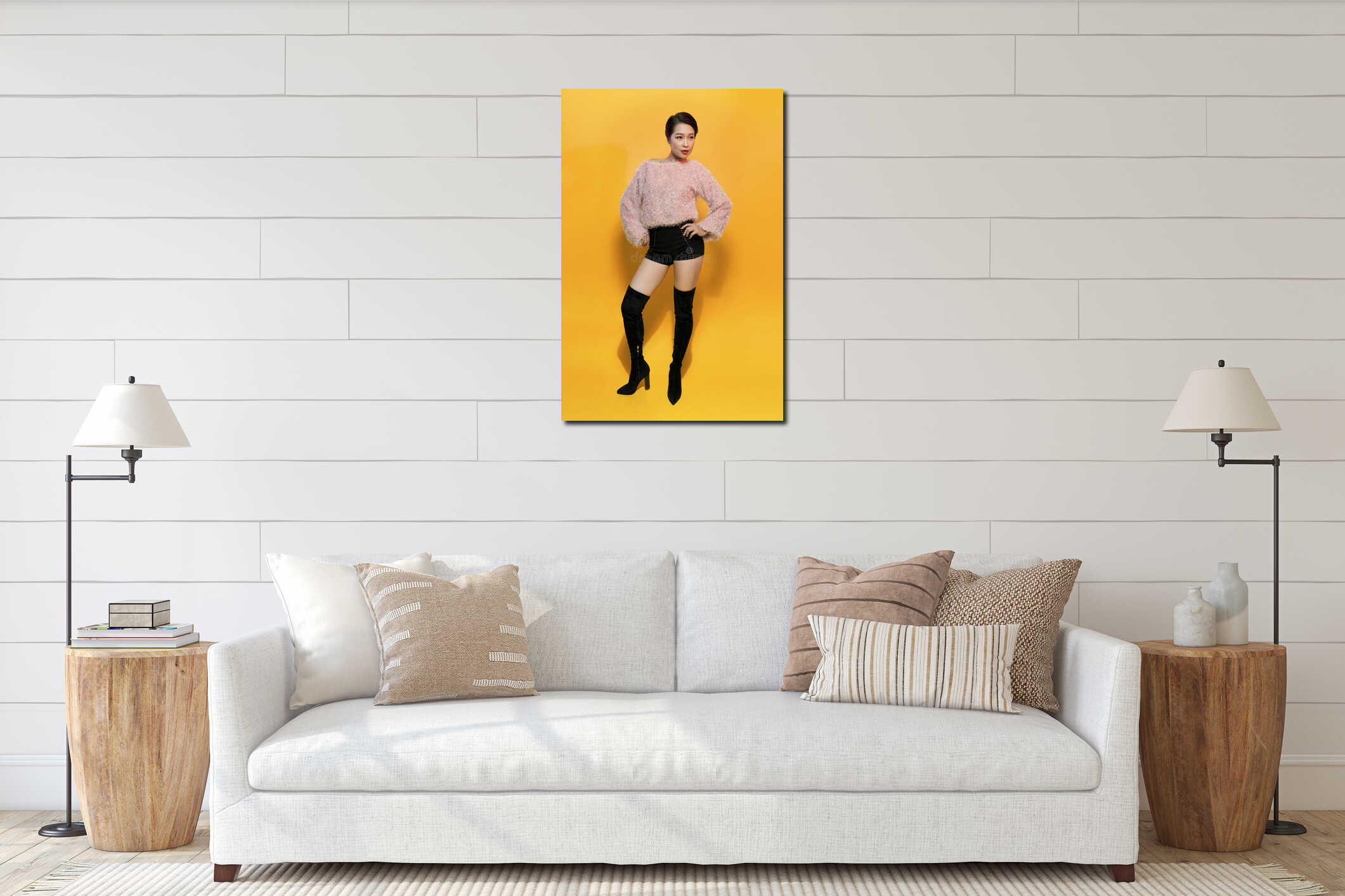 Canvas hanging interior mockup