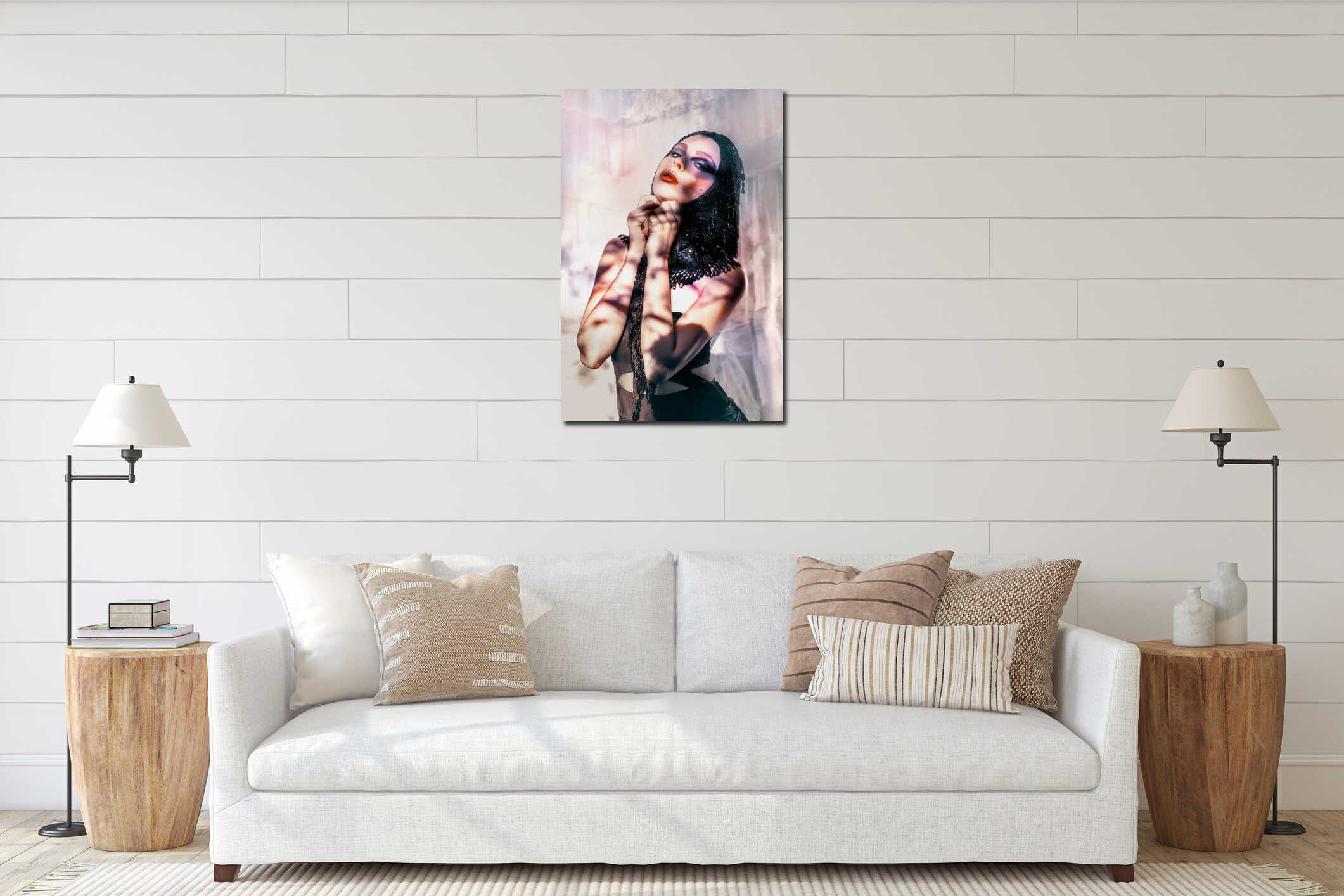 Canvas hanging interior mockup